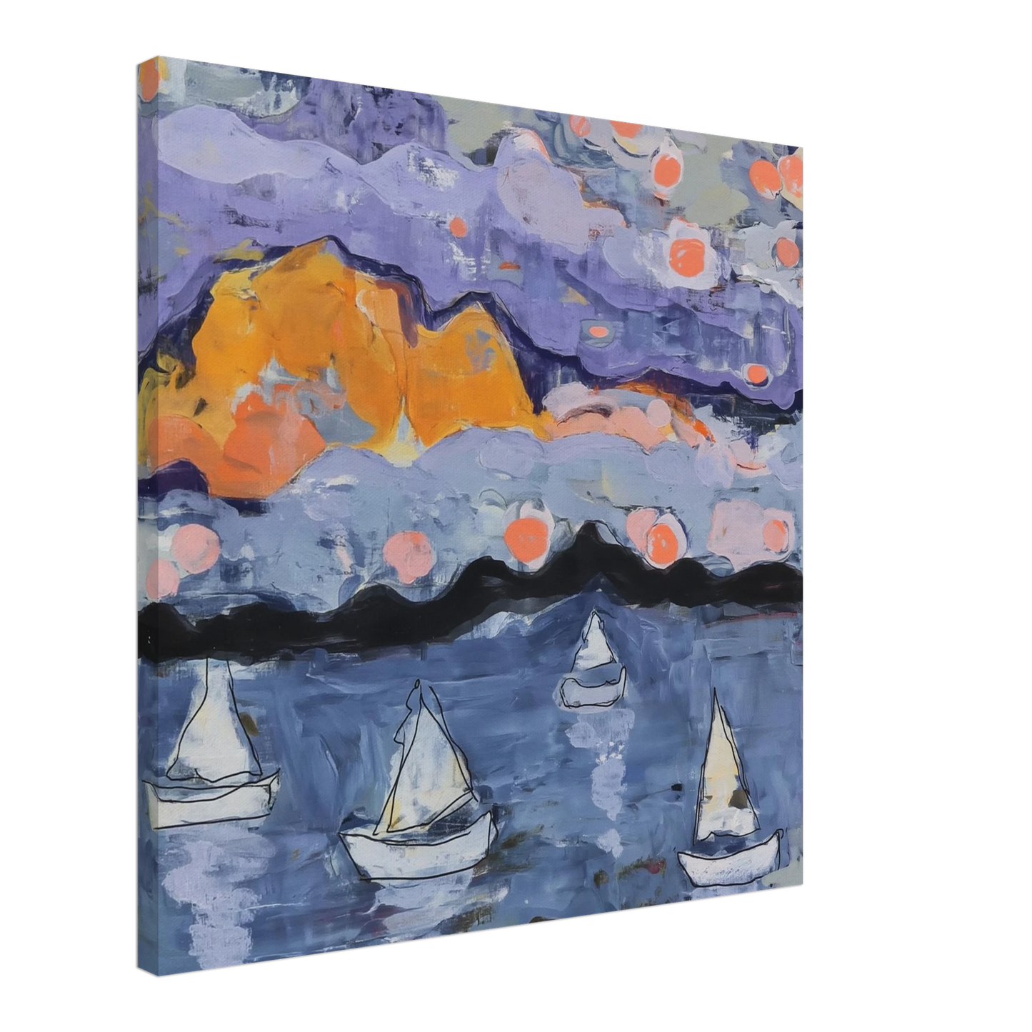 Voiles sous les Lunes Roses — tableau sur toile — art mural STNCL