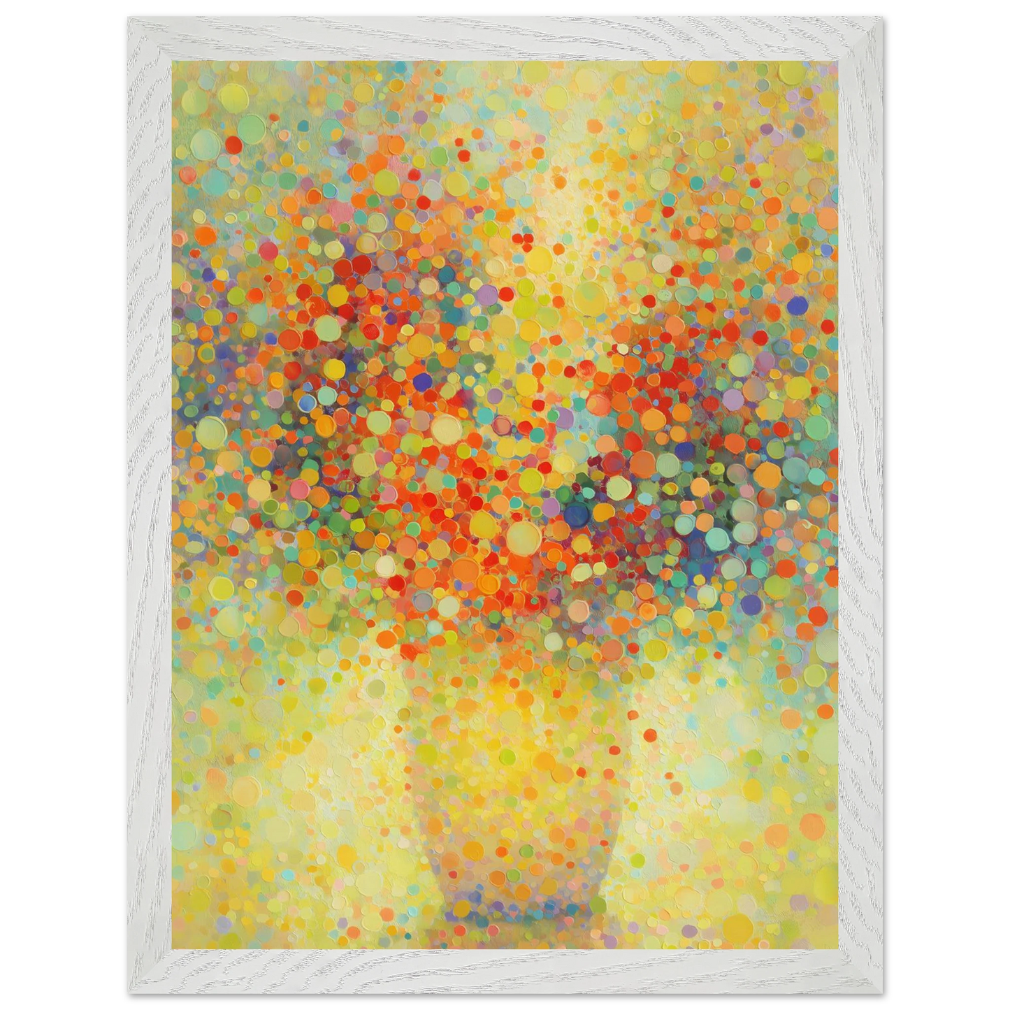 Floraison Pointilliste — tableau encadré bois — vue 9 — art mural STNCL