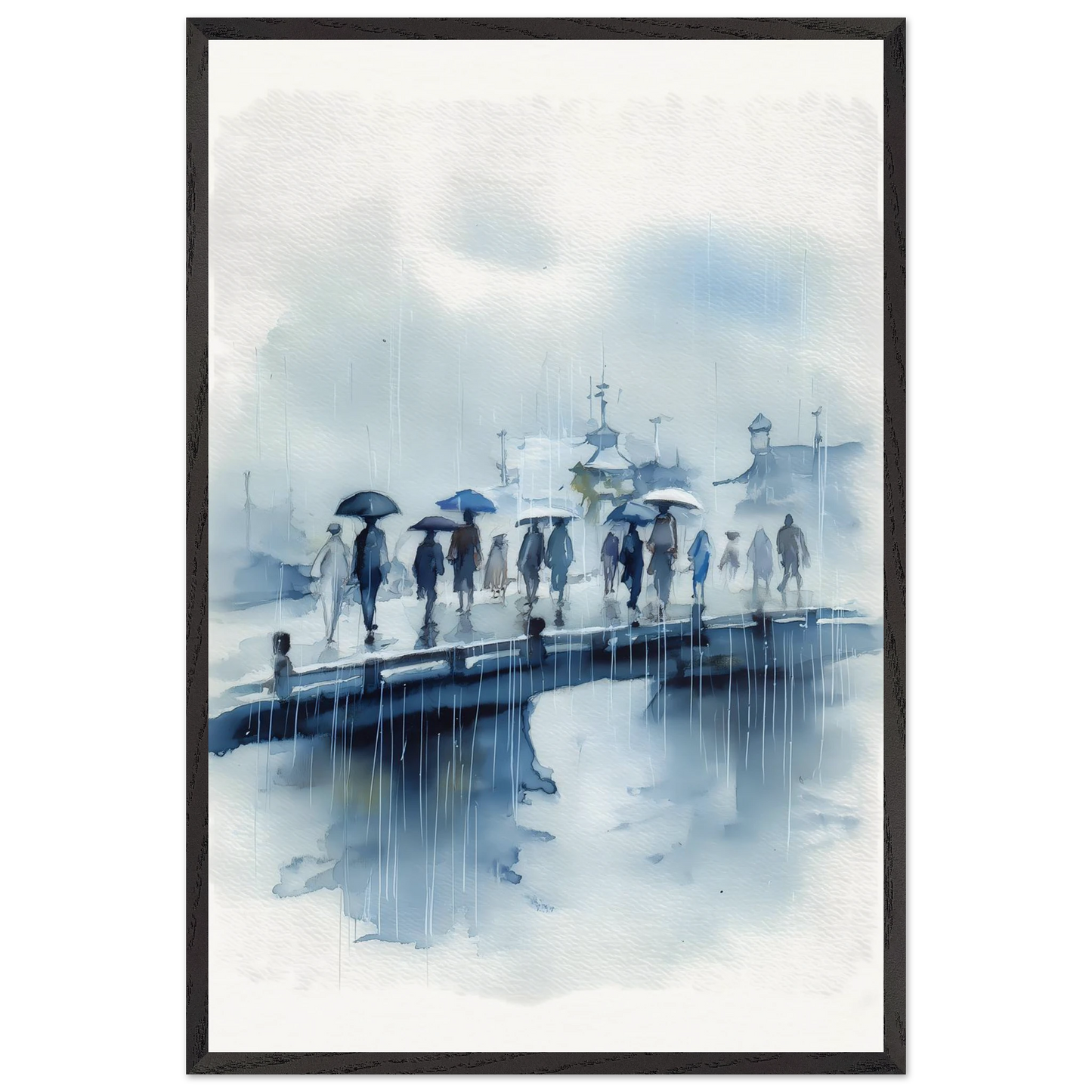 Pluie sur le Pont — tableau encadre bois — vue 2 — art mural STNCL