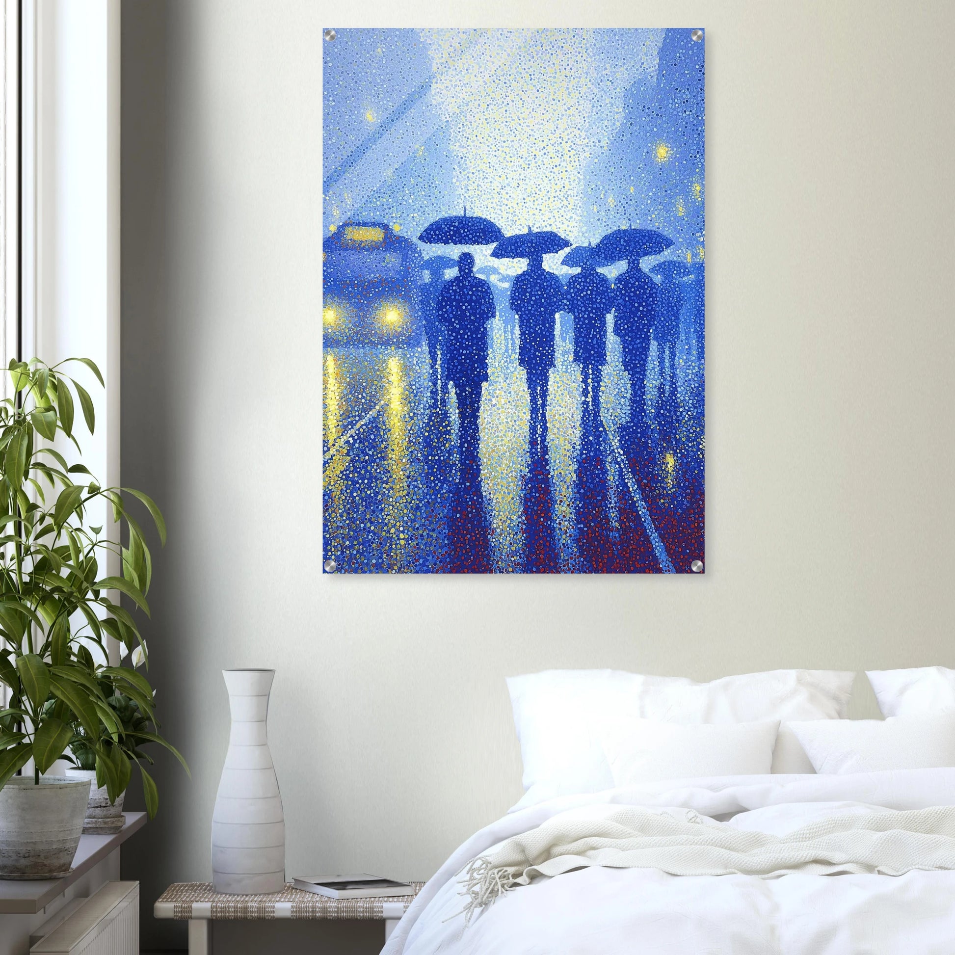 Pluie de Néon Bleu — tableau plexiglas — vue 7 — art mural STNCL