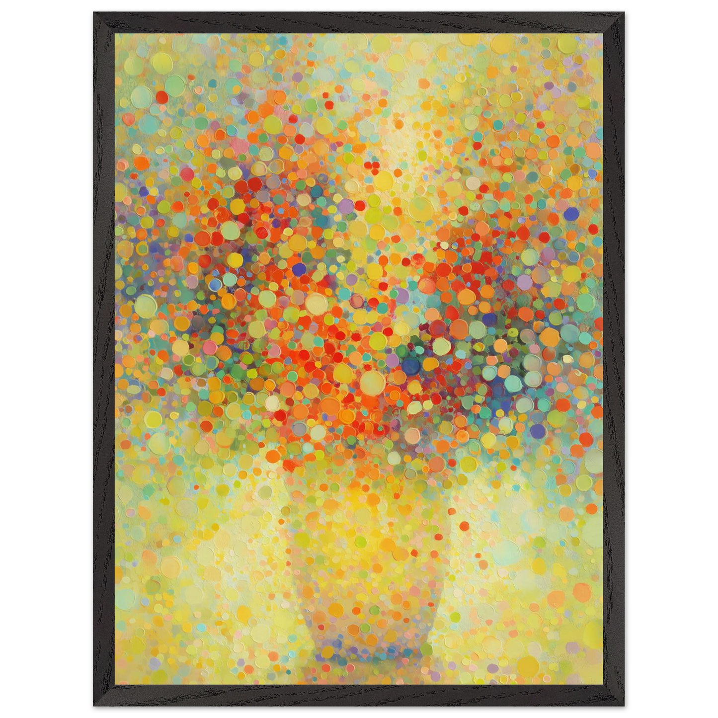 Floraison Pointilliste — tableau encadré bois — vue 15 — art mural STNCL