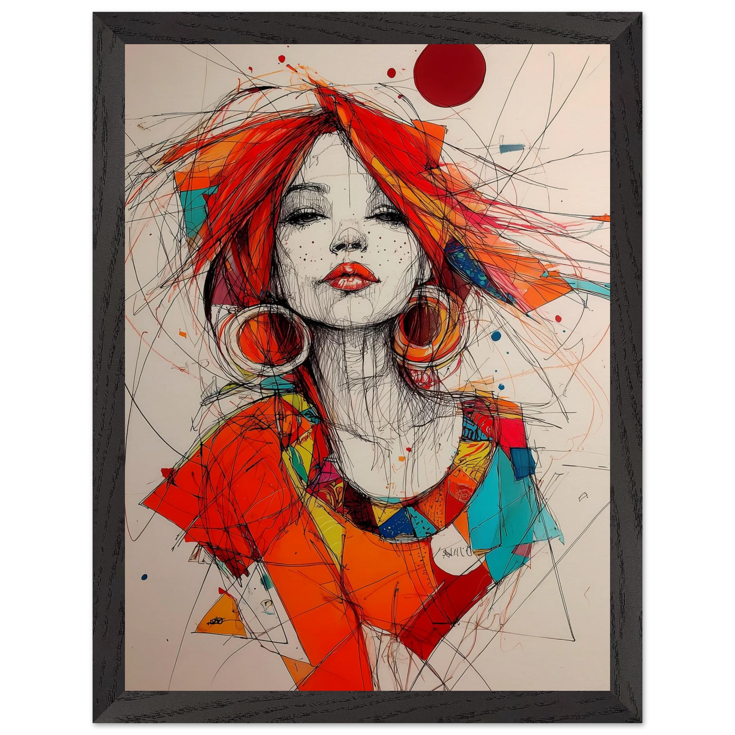 Créoles et Crayon — tableau encadré bois — vue 4 — art mural STNCL
