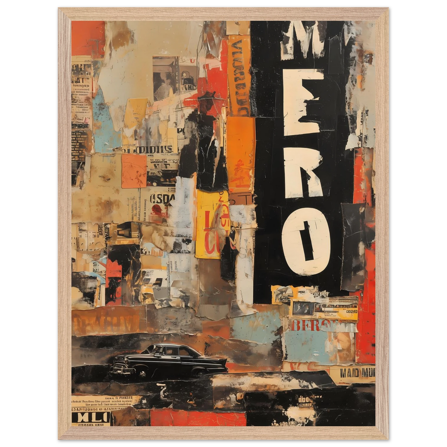 Affiches Lacérées — tableau encadré bois — vue 3 — art mural STNCL