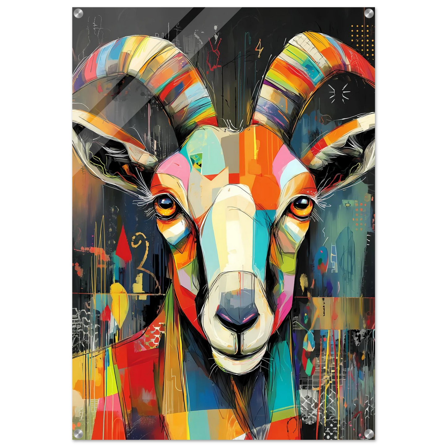 Bélier Bariolé — tableau plexiglas — art mural STNCL