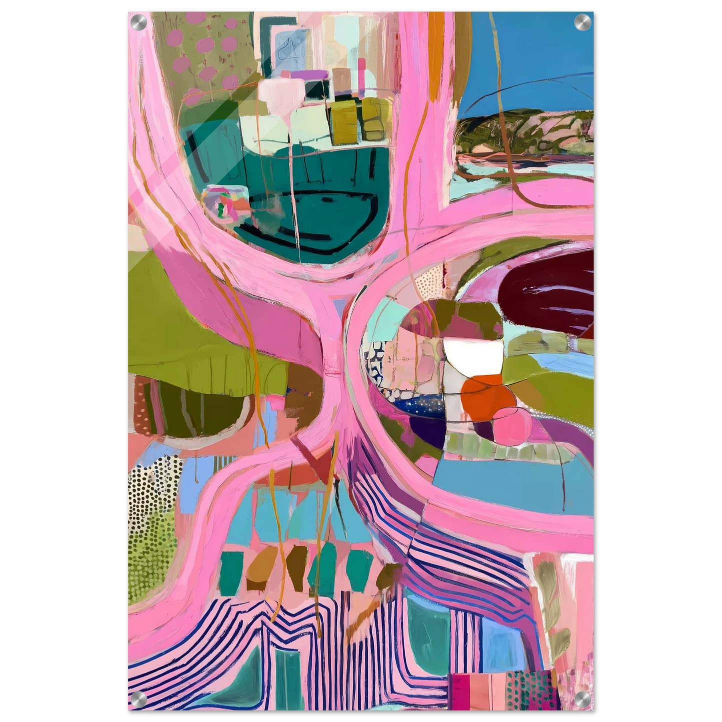 Méandres Roses — tableau plexiglas — vue 5 — art mural STNCL