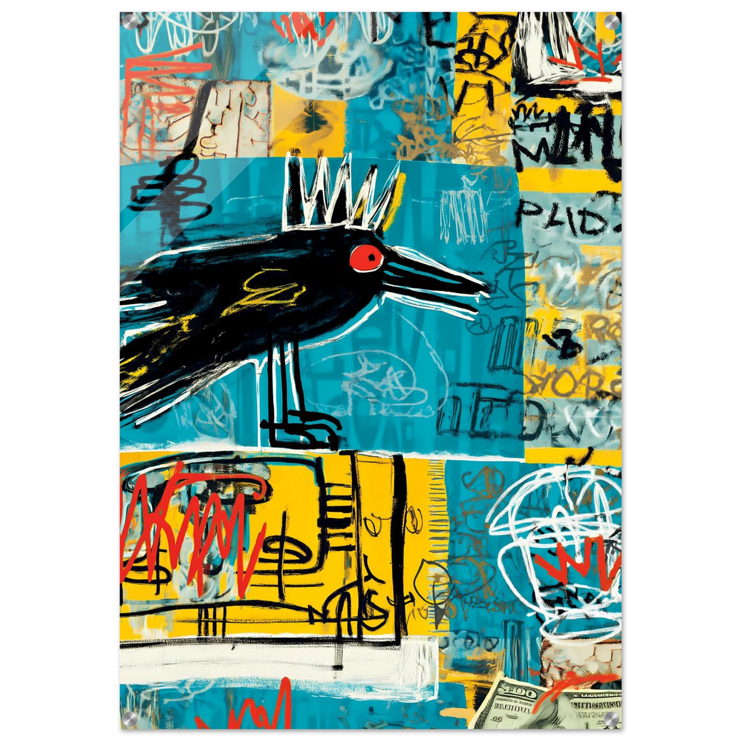 Corbeau Couronné — tableau plexiglas — art mural STNCL