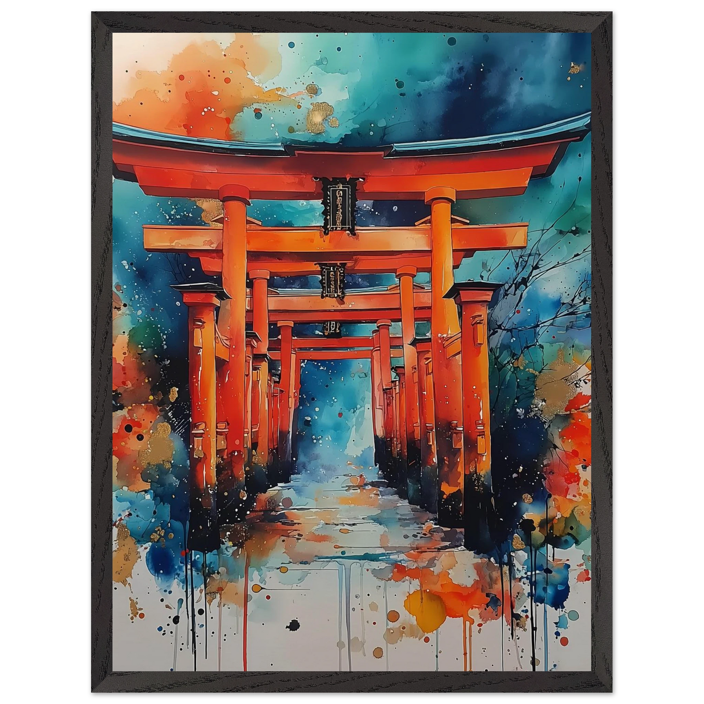 Le Sentier des Mille Portes — tableau encadré bois — vue 15 — art mural STNCL