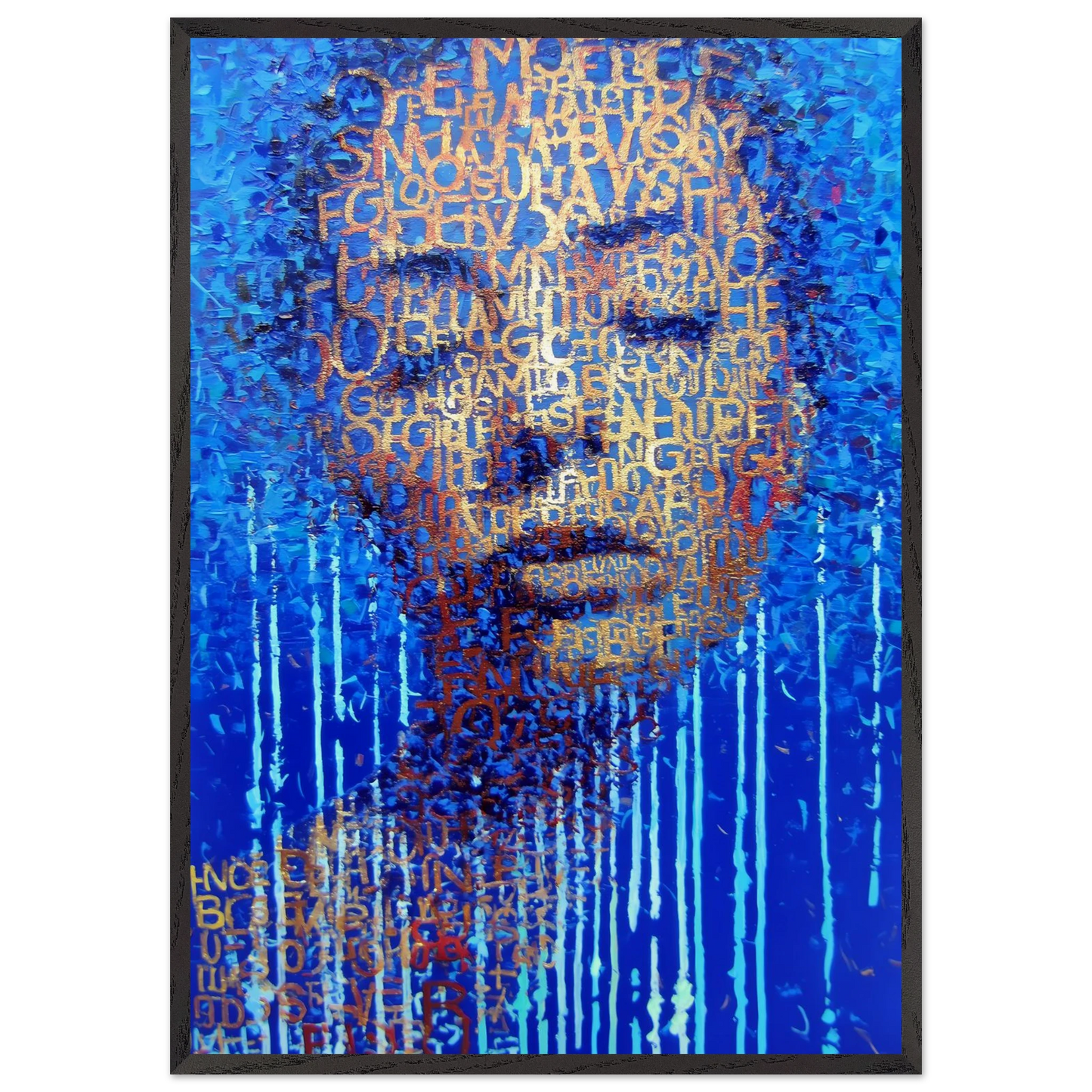 Visage de Lettres — tableau encadre bois — art mural STNCL