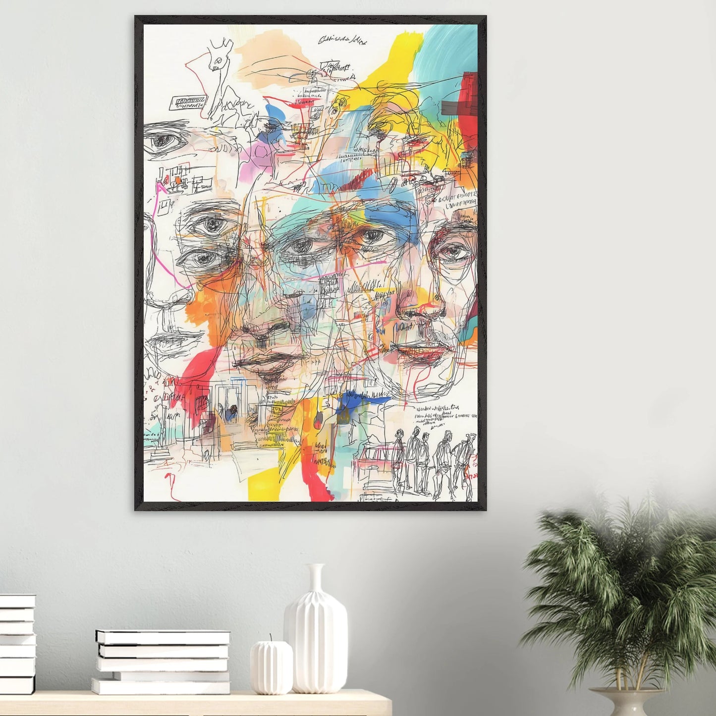 Carnet de Visages — tableau encadré bois — vue 16 — art mural STNCL