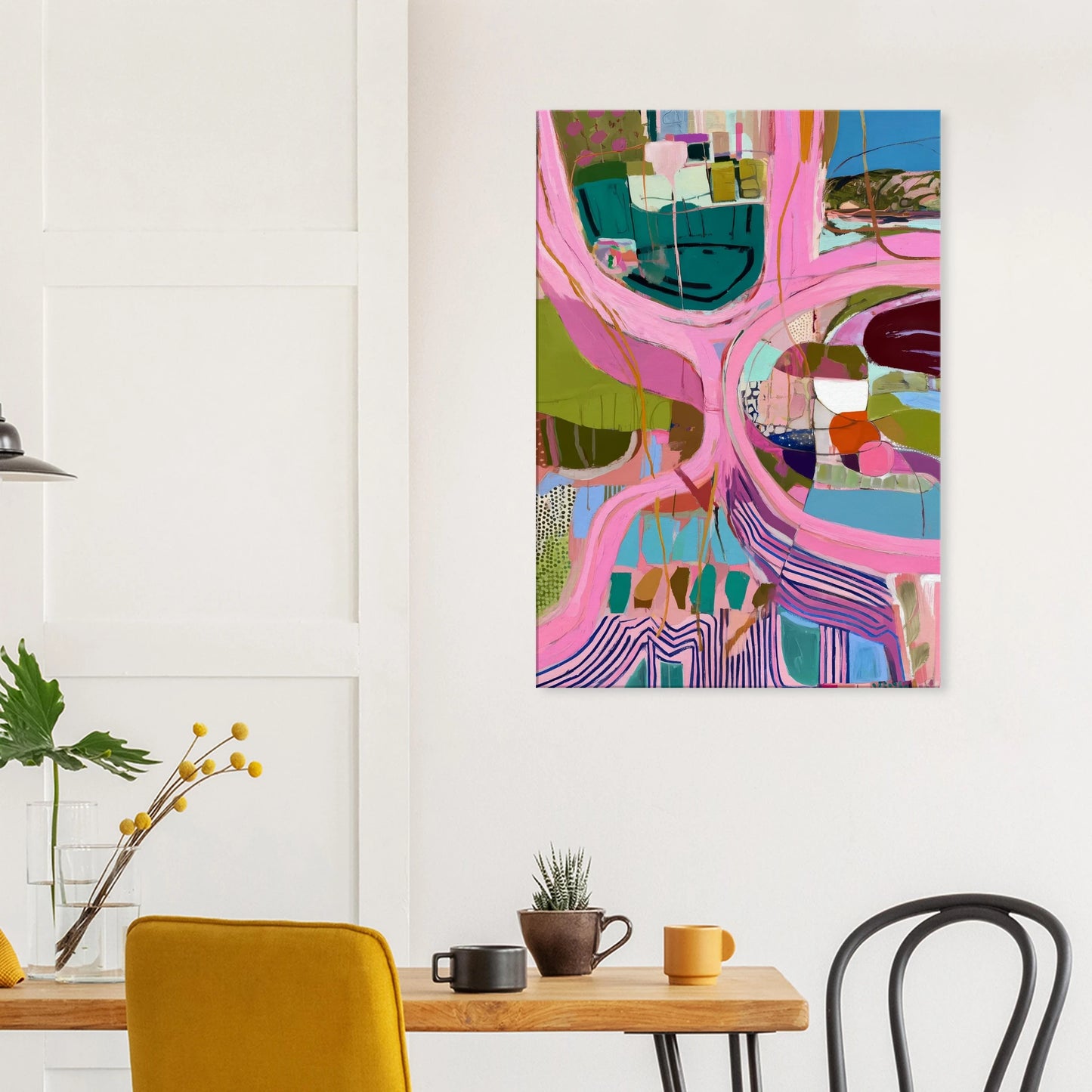 Méandres Roses — tableau sur toile — vue 8 — art mural STNCL
