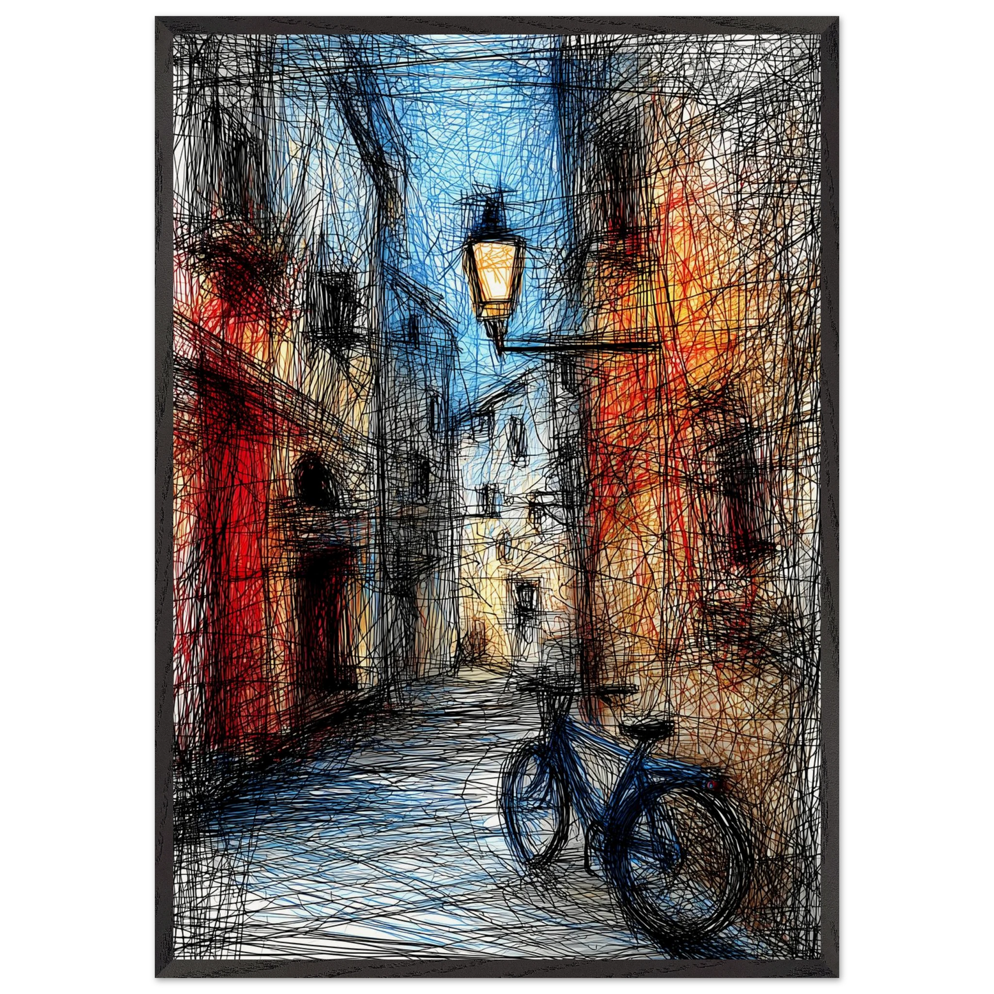 Ruelle à la Lanterne — tableau encadré bois — art mural STNCL