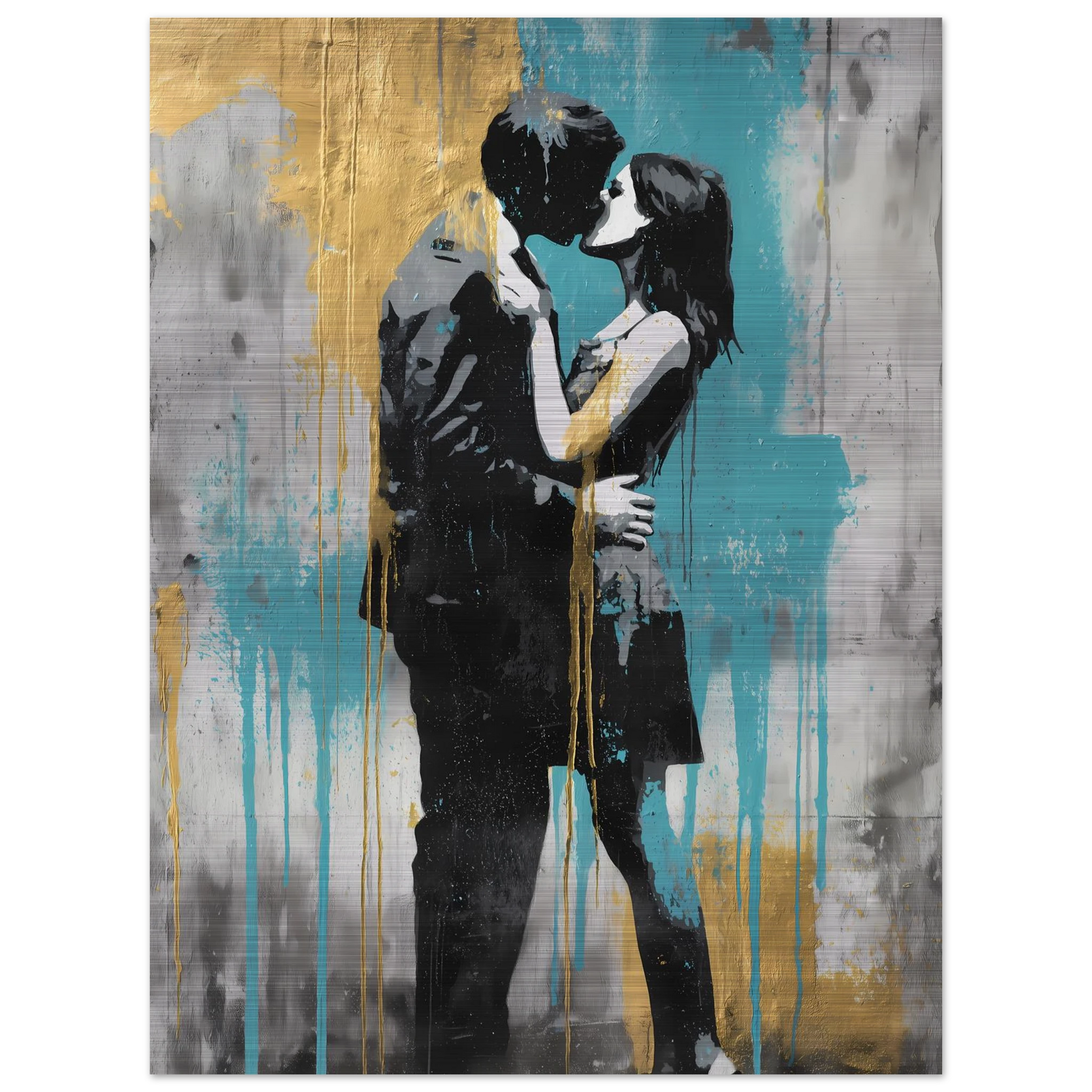 Baiser au Pochoir — tableau aluminium — vue 5 — art mural STNCL