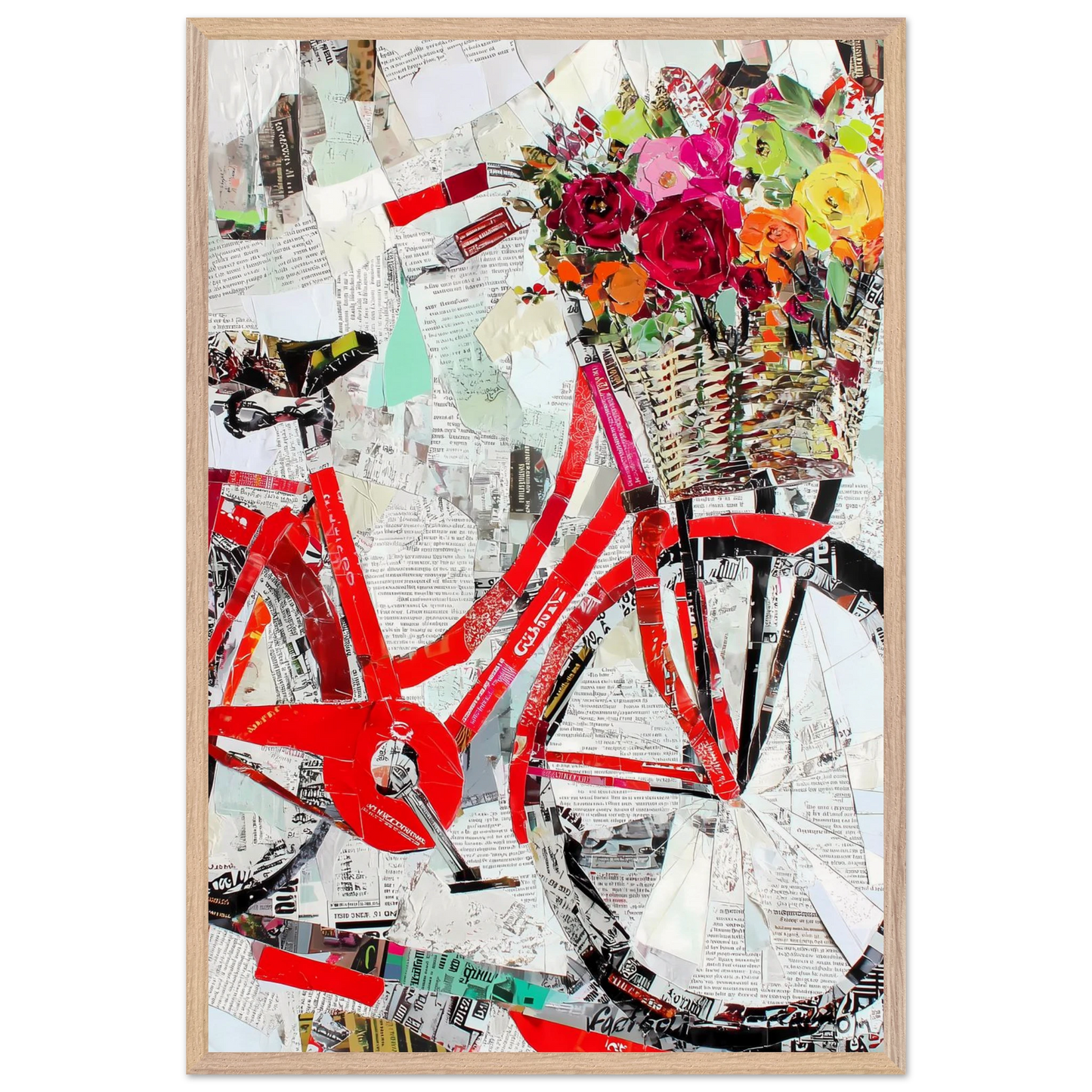 Le Vélo Fleuri — tableau encadré bois — vue 14 — art mural STNCL