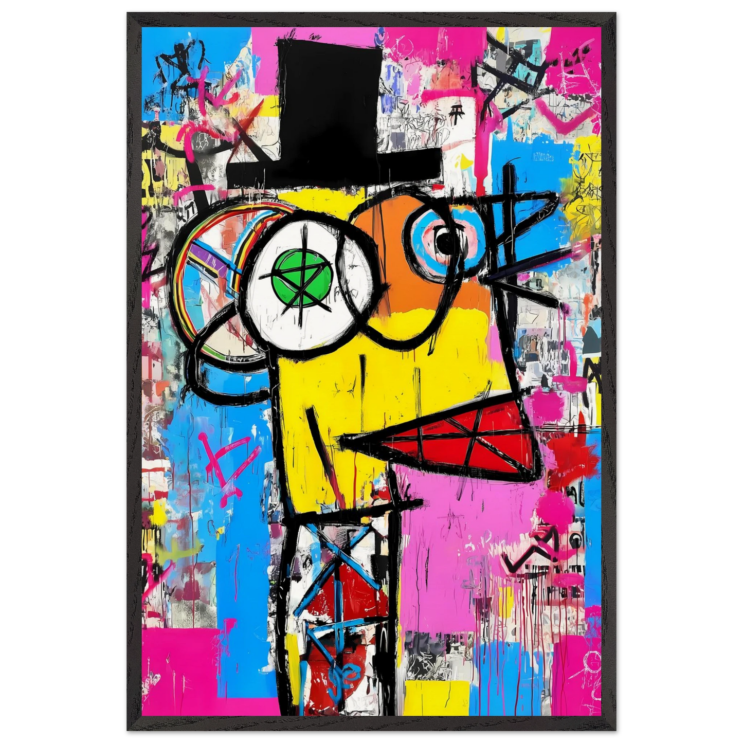 L'Homme au Chapeau Noir — tableau encadré bois — vue 2 — art mural STNCL