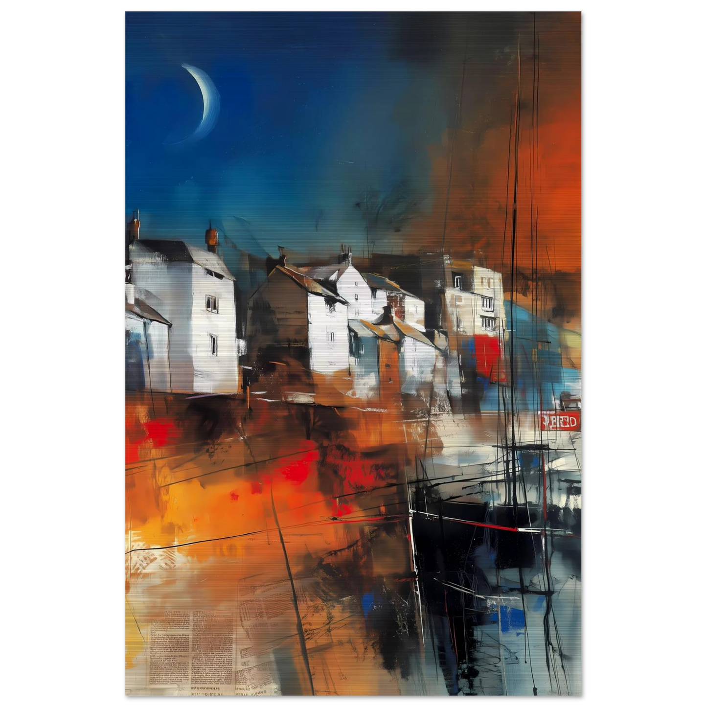 Port sous le Croissant de Lune — tableau aluminium — vue 3 — art mural STNCL