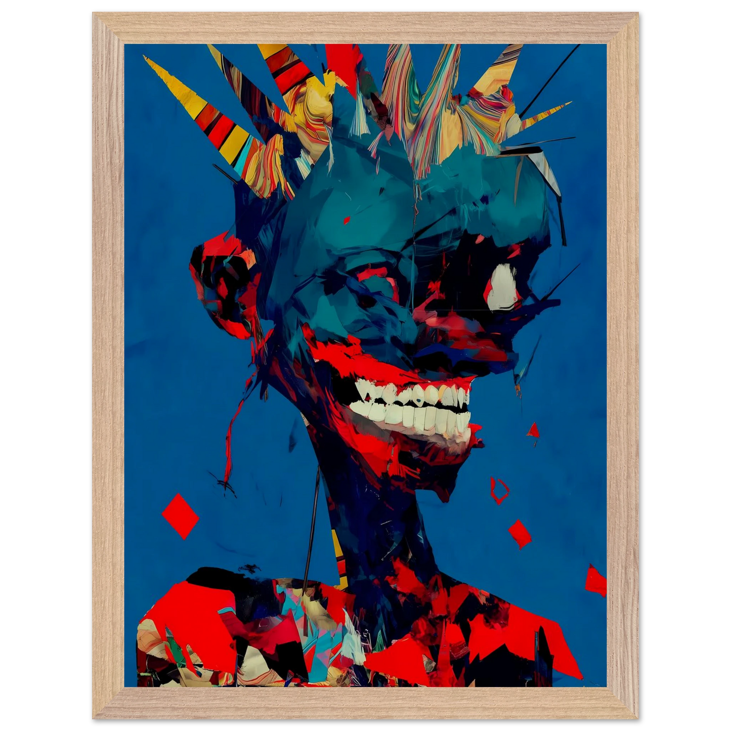 Le Rire Bleu — tableau encadré bois — vue 12 — art mural STNCL