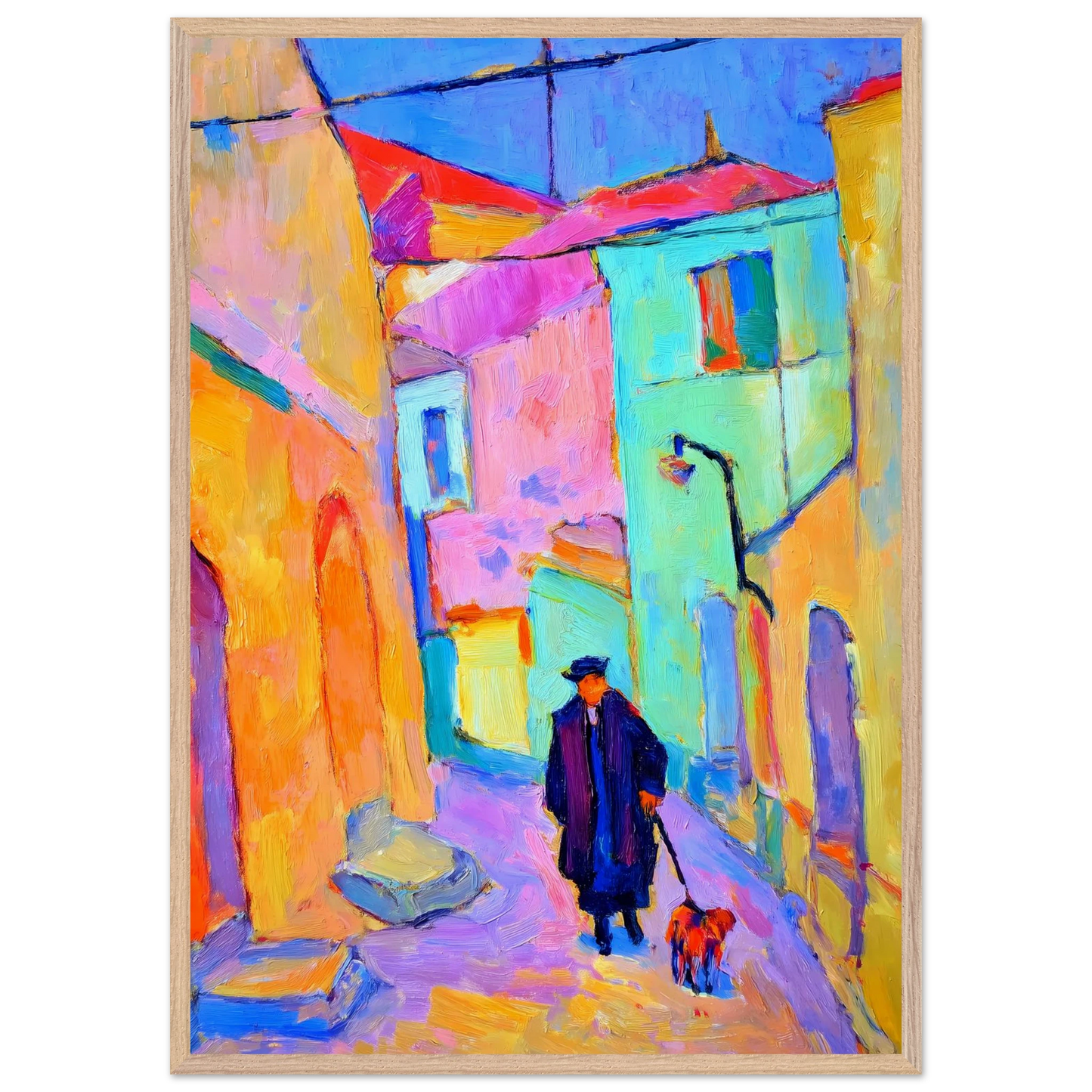 Le Promeneur en Bleu — tableau encadré bois — vue 6 — art mural STNCL