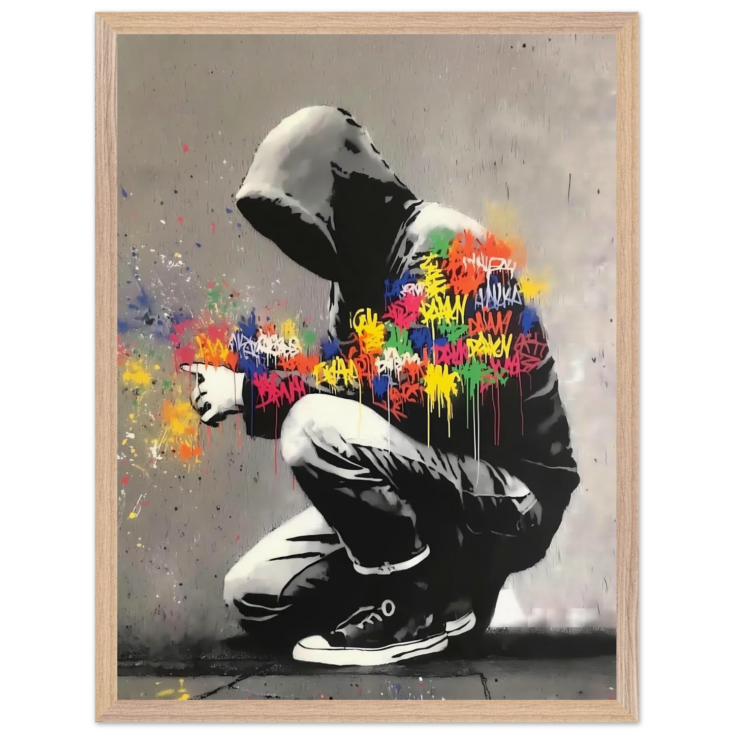 Le Graffeur — tableau encadre bois — vue 3 — art mural STNCL