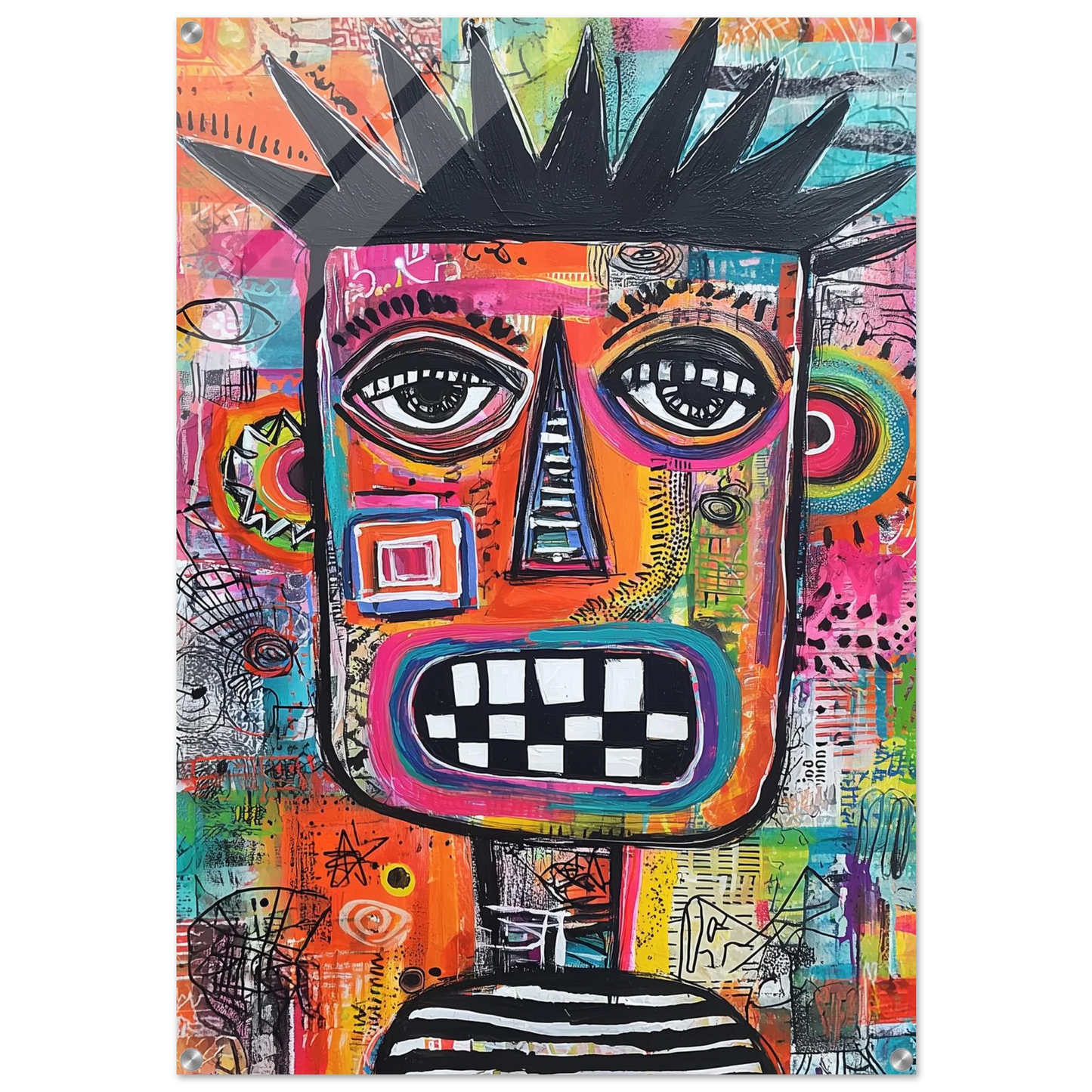 Visage aux Dents Carrelées — tableau plexiglas — art mural STNCL