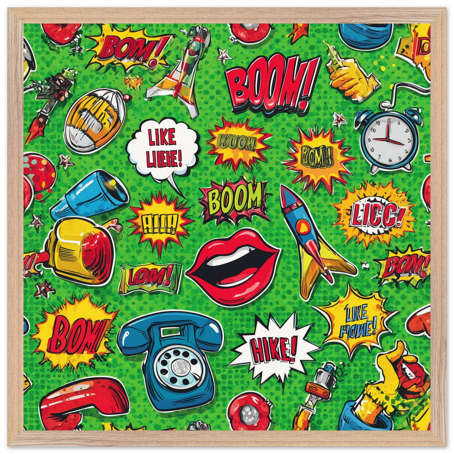 Explosion Pop — tableau encadre bois — vue 3 — art mural STNCL