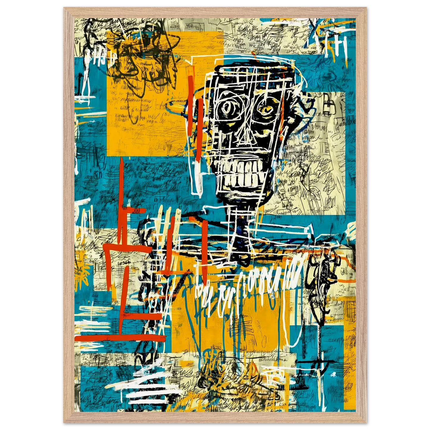 Visage Griffé — tableau encadré bois — vue 13 — art mural STNCL