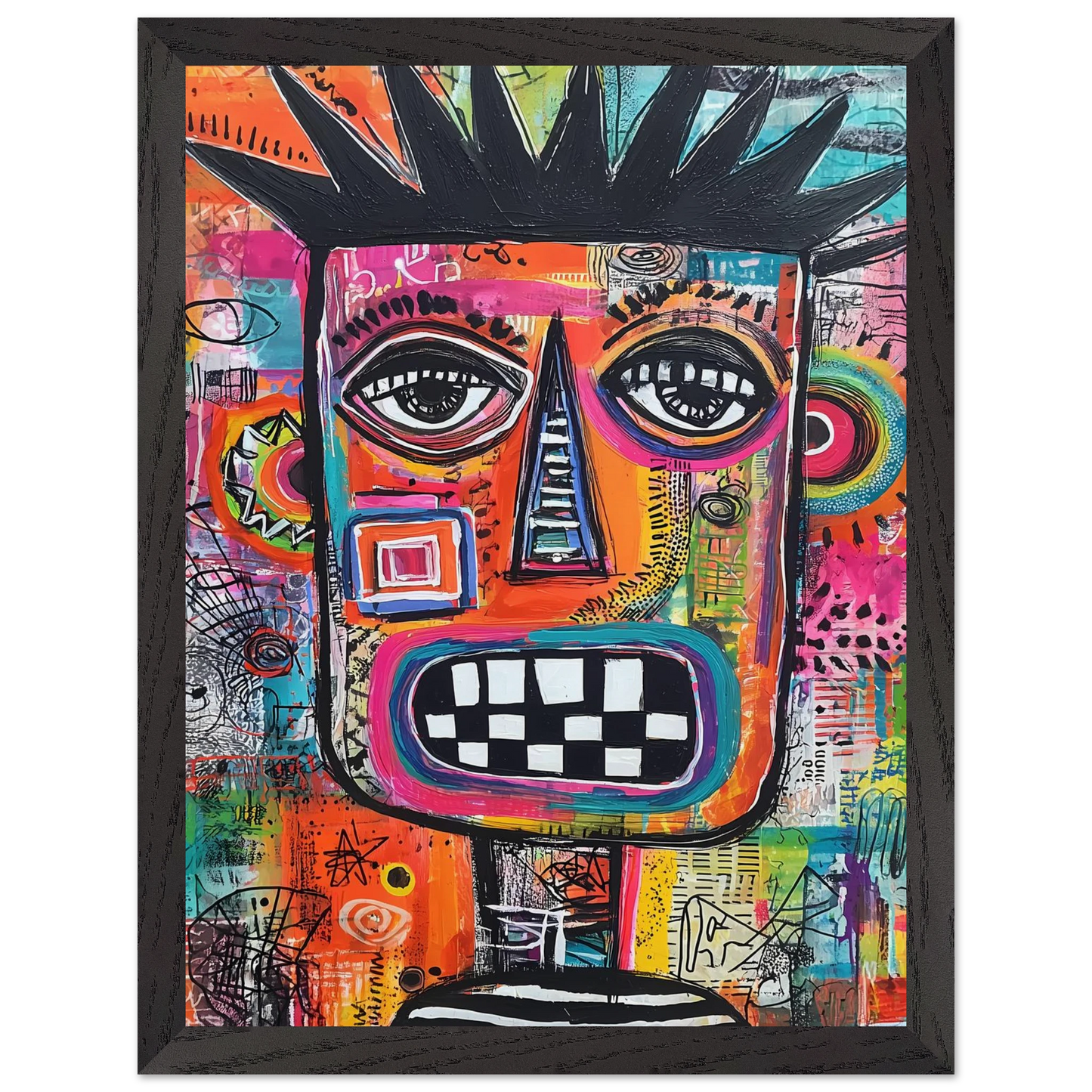 Masque Brut — tableau encadre bois — vue 4 — art mural STNCL
