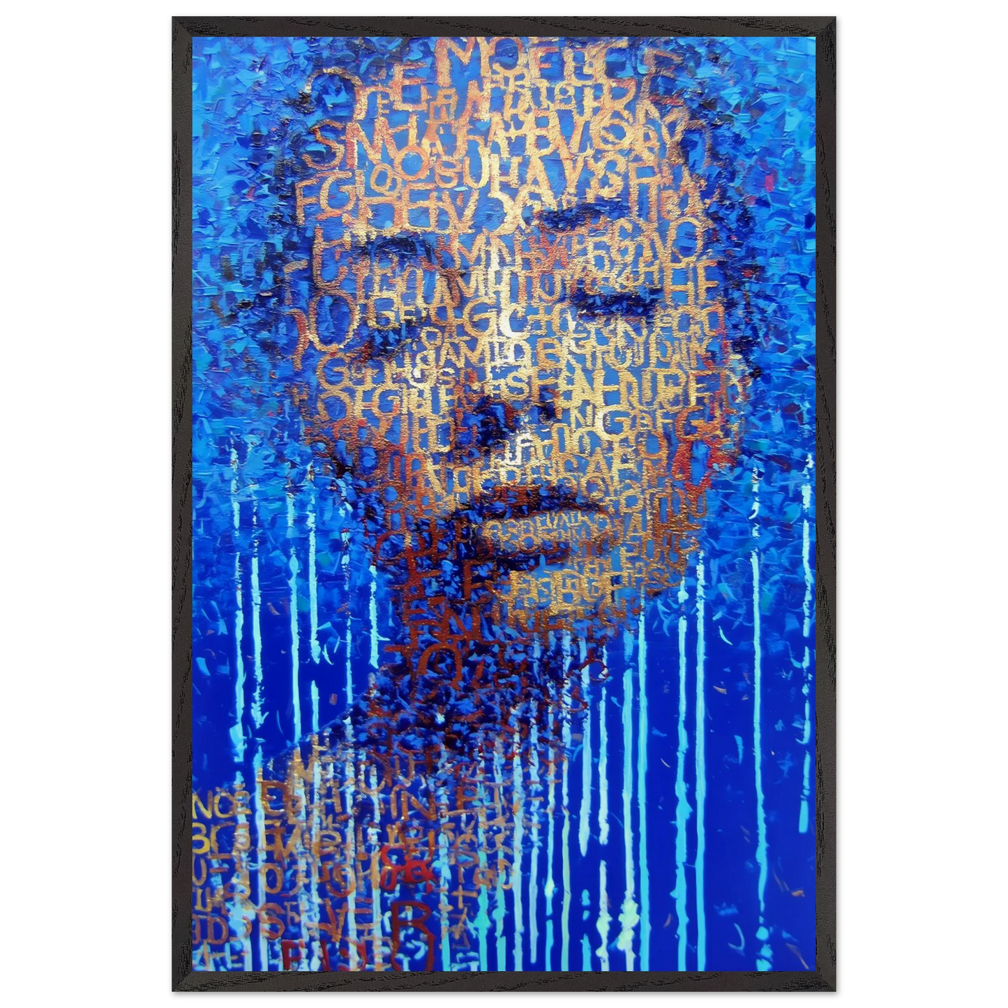 Visage de Lettres — tableau encadre bois — vue 2 — art mural STNCL