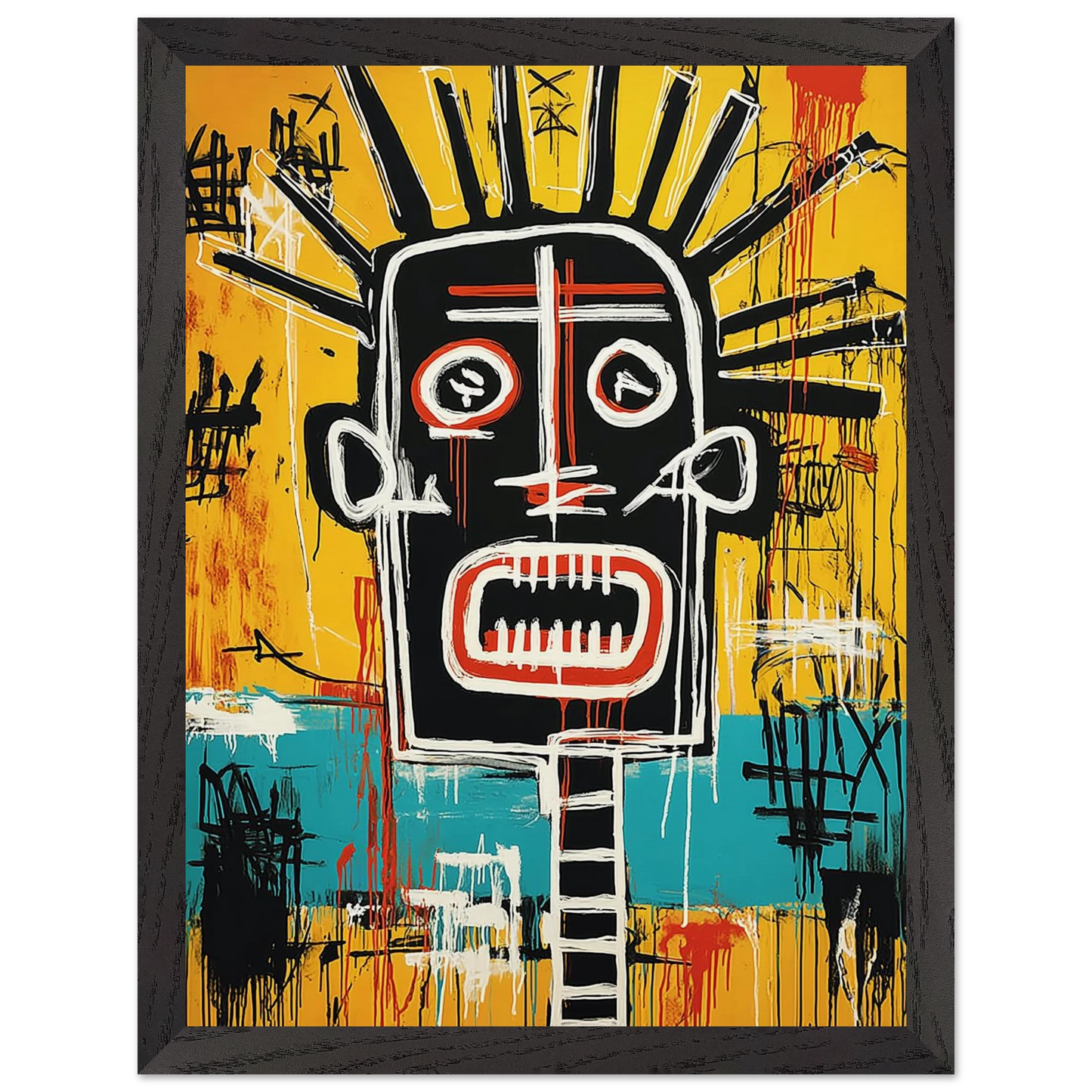 Tête Solaire — tableau encadré bois — vue 4 — art mural STNCL