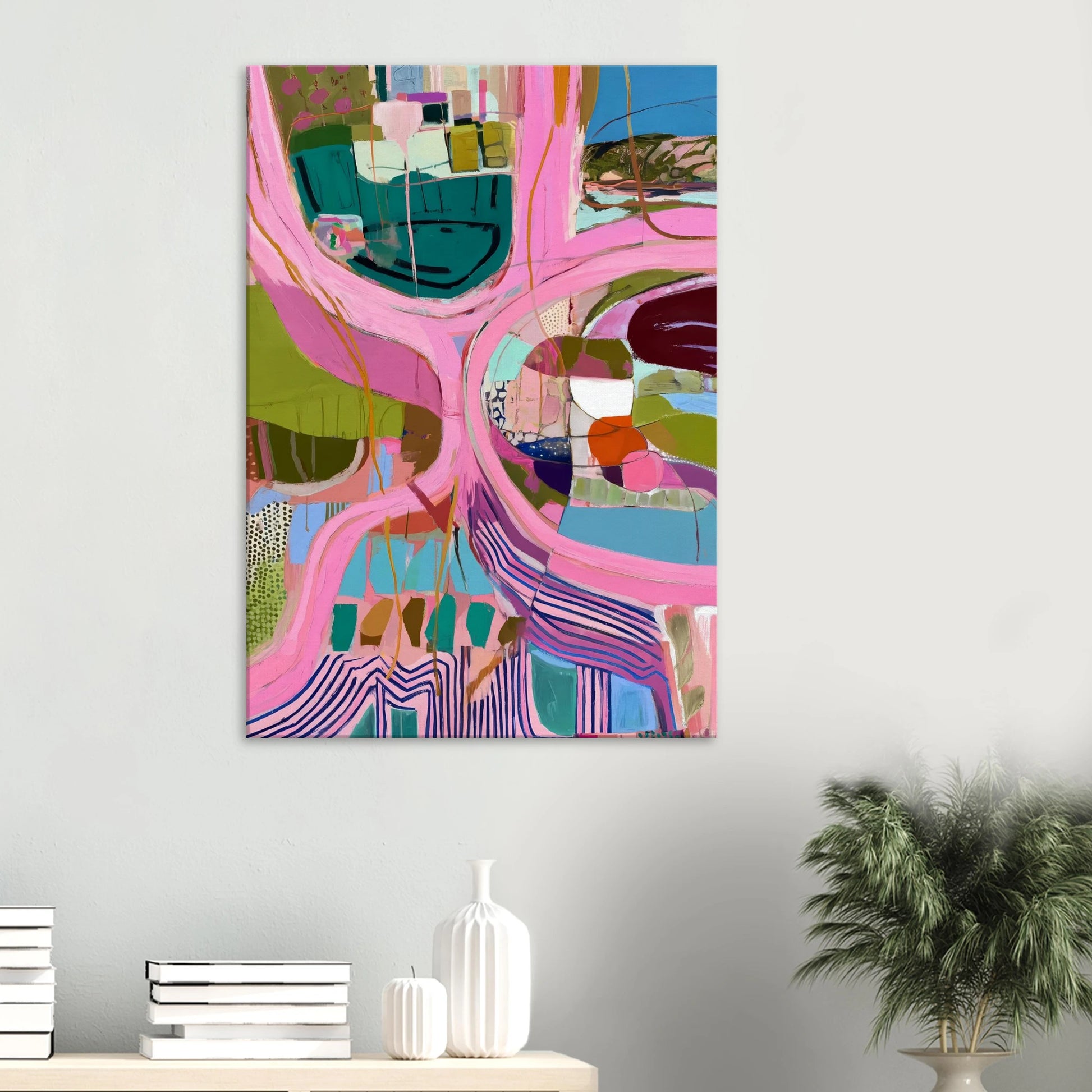 Méandres Roses — tableau sur toile — vue 6 — art mural STNCL
