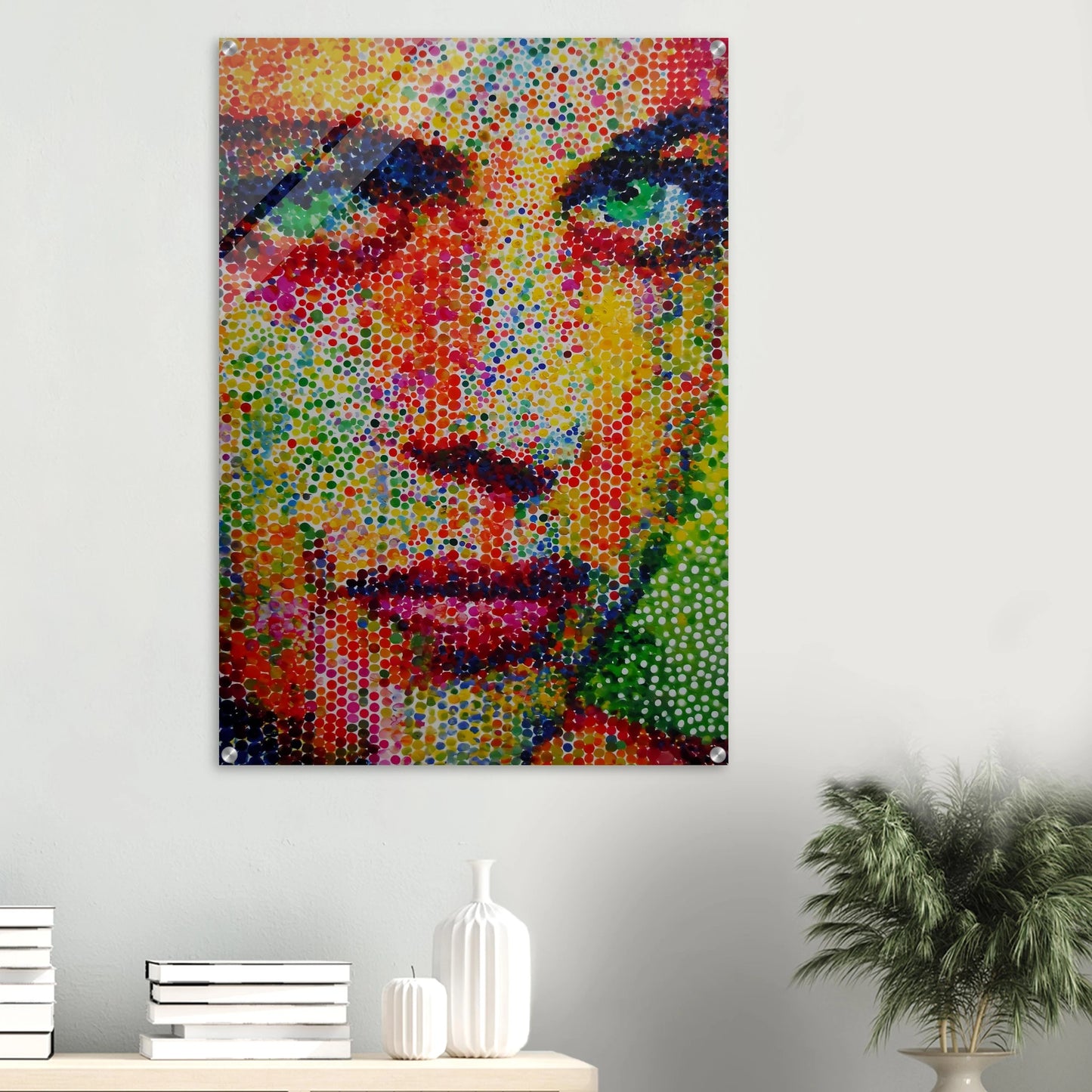 Le Visage en Points — tableau plexiglas — vue 6 — art mural STNCL
