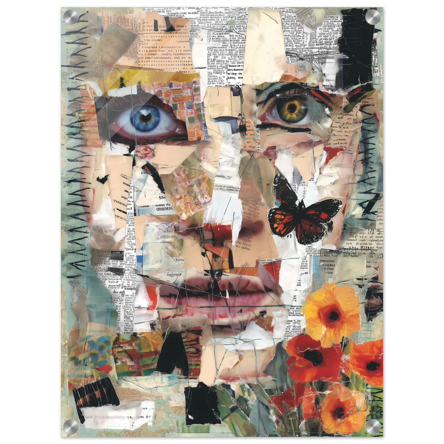 Le Visage de Papier — tableau plexiglas — vue 4 — art mural STNCL