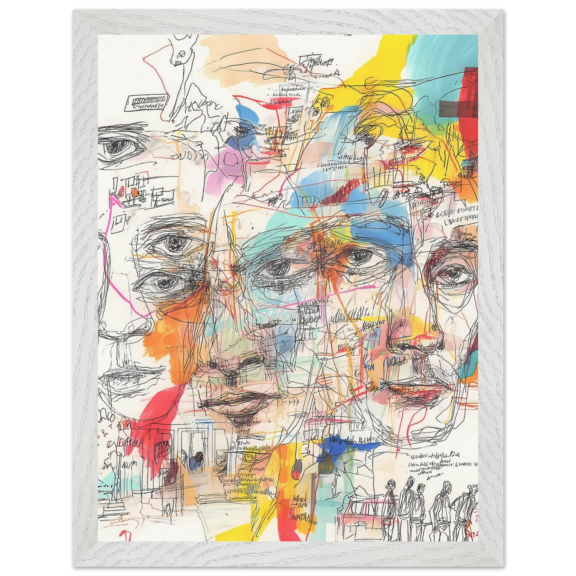 Carnet de Visages — tableau encadré bois — vue 9 — art mural STNCL