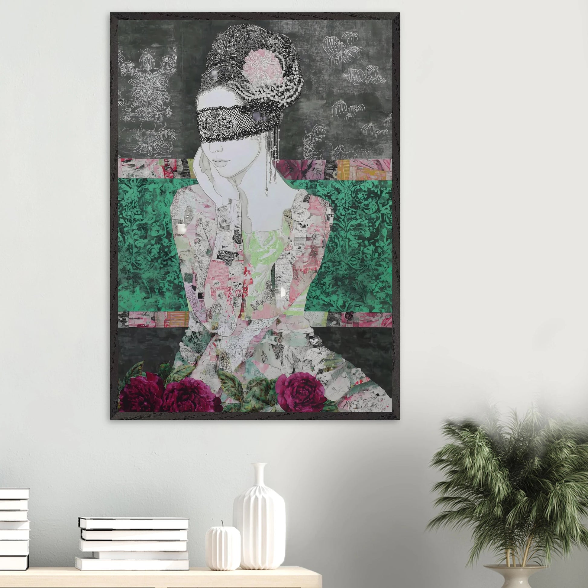 Dame de Dentelle — tableau encadré bois — vue 16 — art mural STNCL