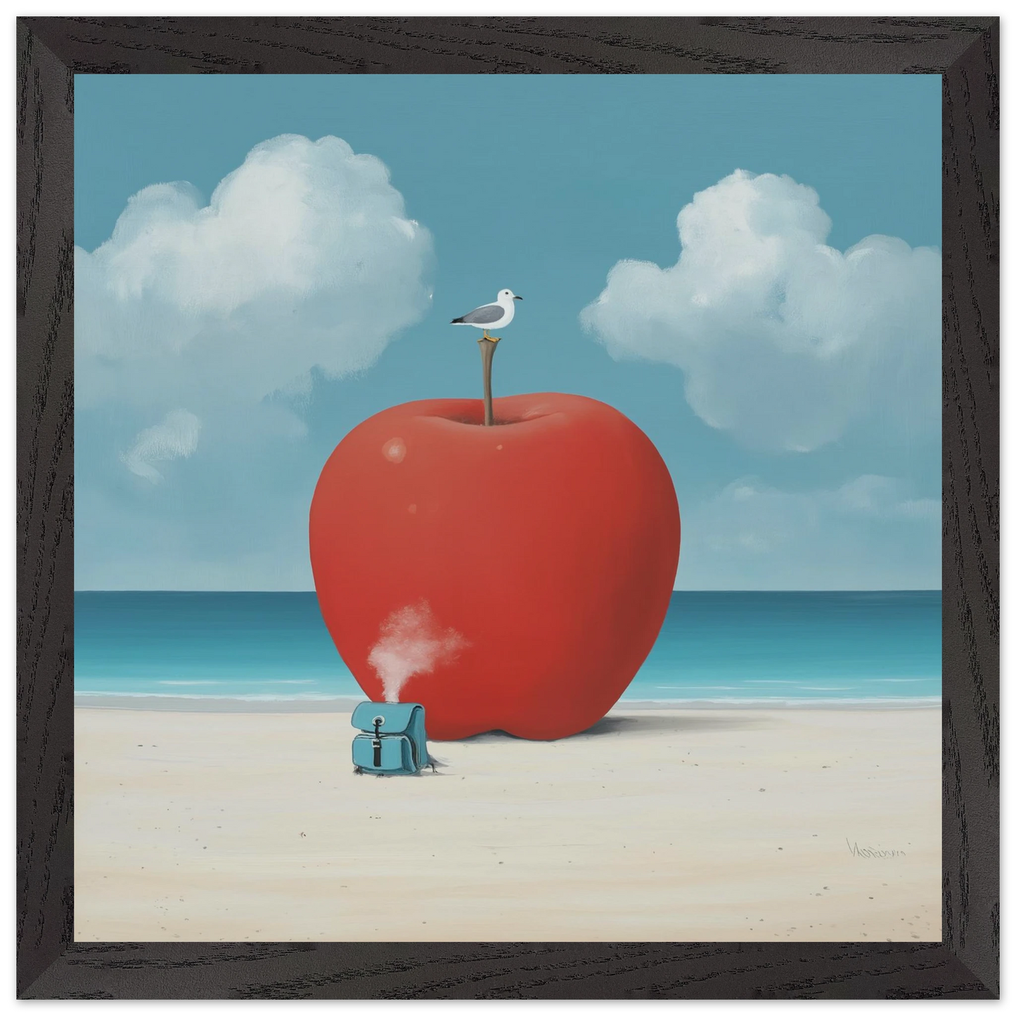 La Pomme et la Mouette — tableau encadré bois — vue 11 — art mural STNCL
