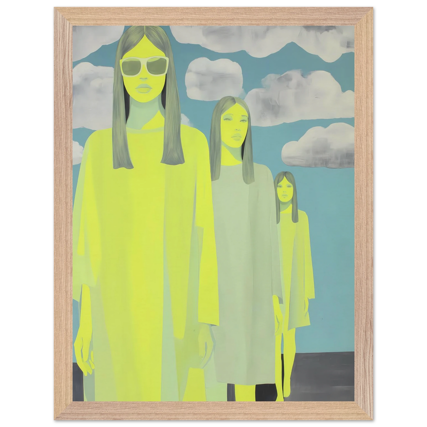 Les Trois Silhouettes — tableau encadré bois — vue 12 — art mural STNCL