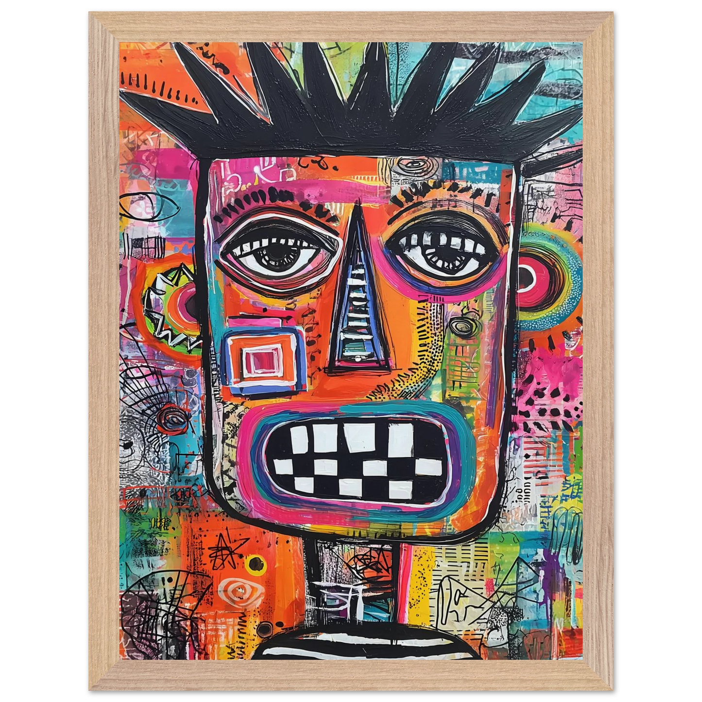 Masque Brut — tableau encadre bois — vue 12 — art mural STNCL