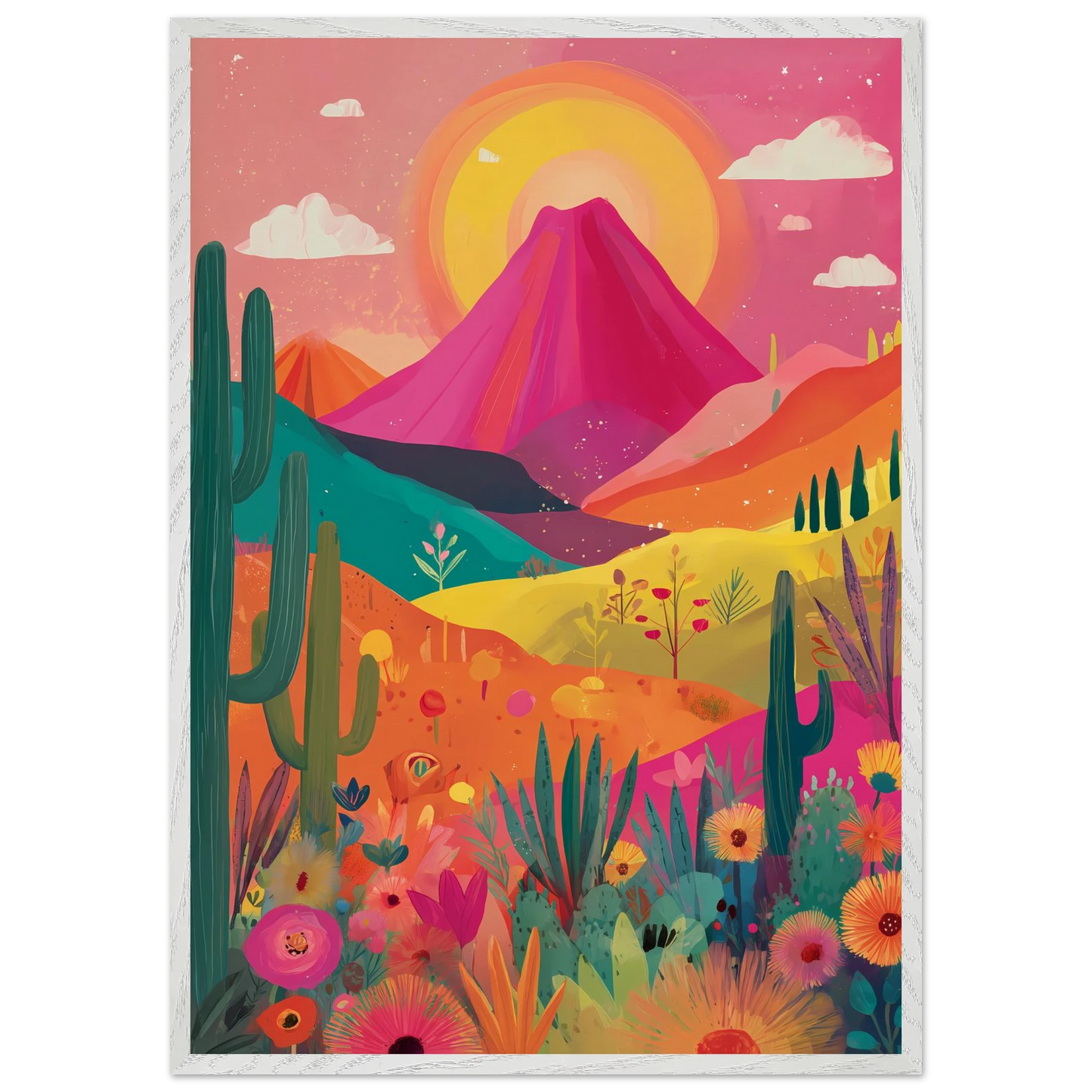 Volcan Fleuri — tableau encadre bois — vue 5 — art mural STNCL