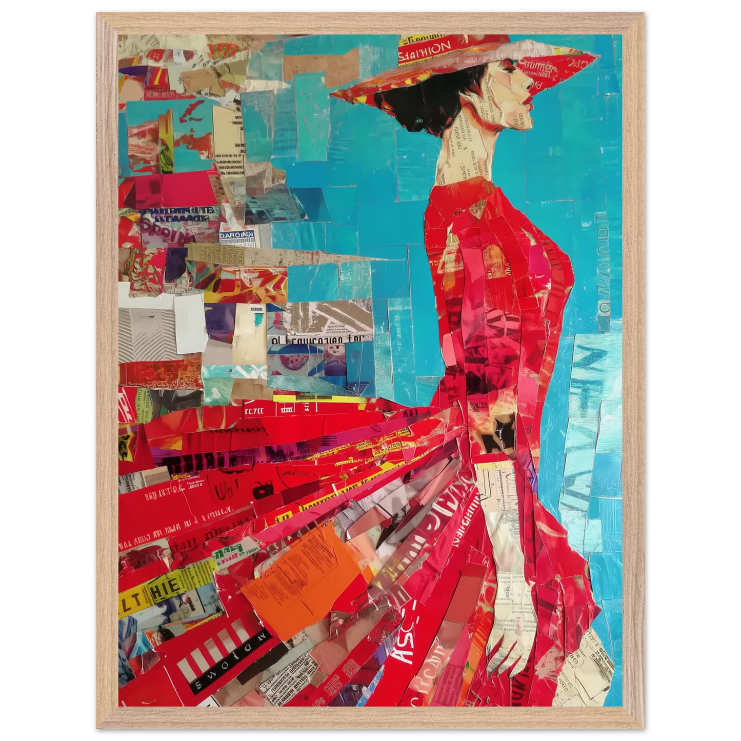 La Robe Rouge — tableau encadré bois — vue 3 — art mural STNCL