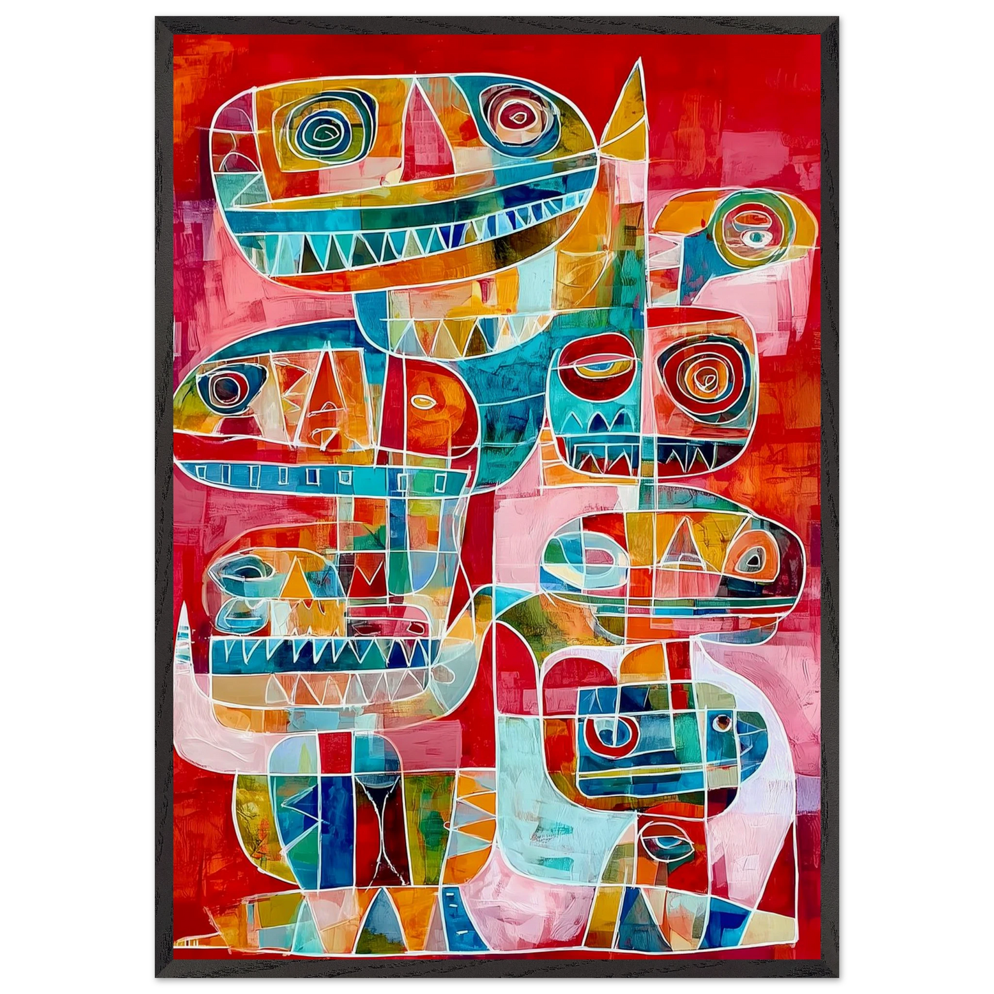 Totems Imbriqués — tableau encadré bois — art mural STNCL