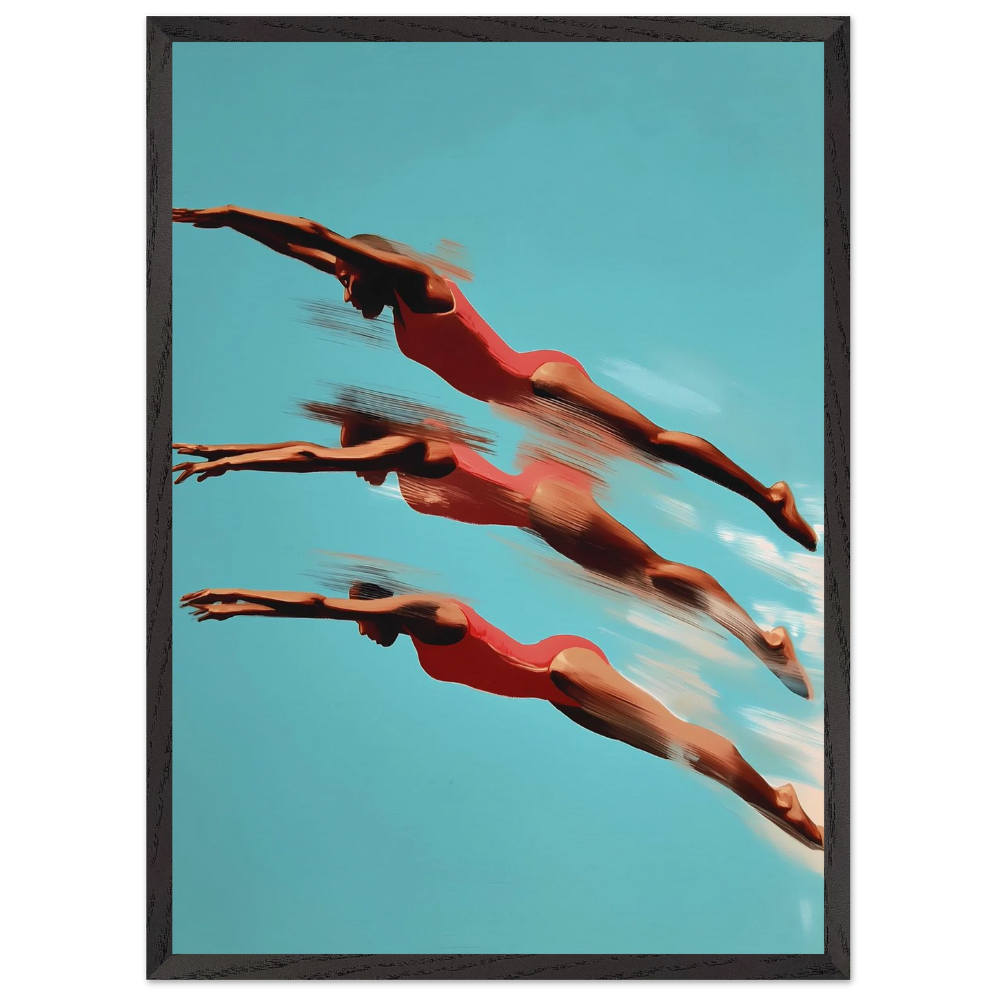 Trois Plongeuses — tableau encadré bois — vue 10 — art mural STNCL