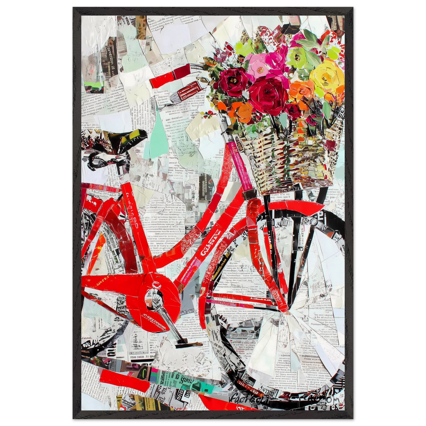 Le Vélo Fleuri — tableau encadré bois — vue 2 — art mural STNCL