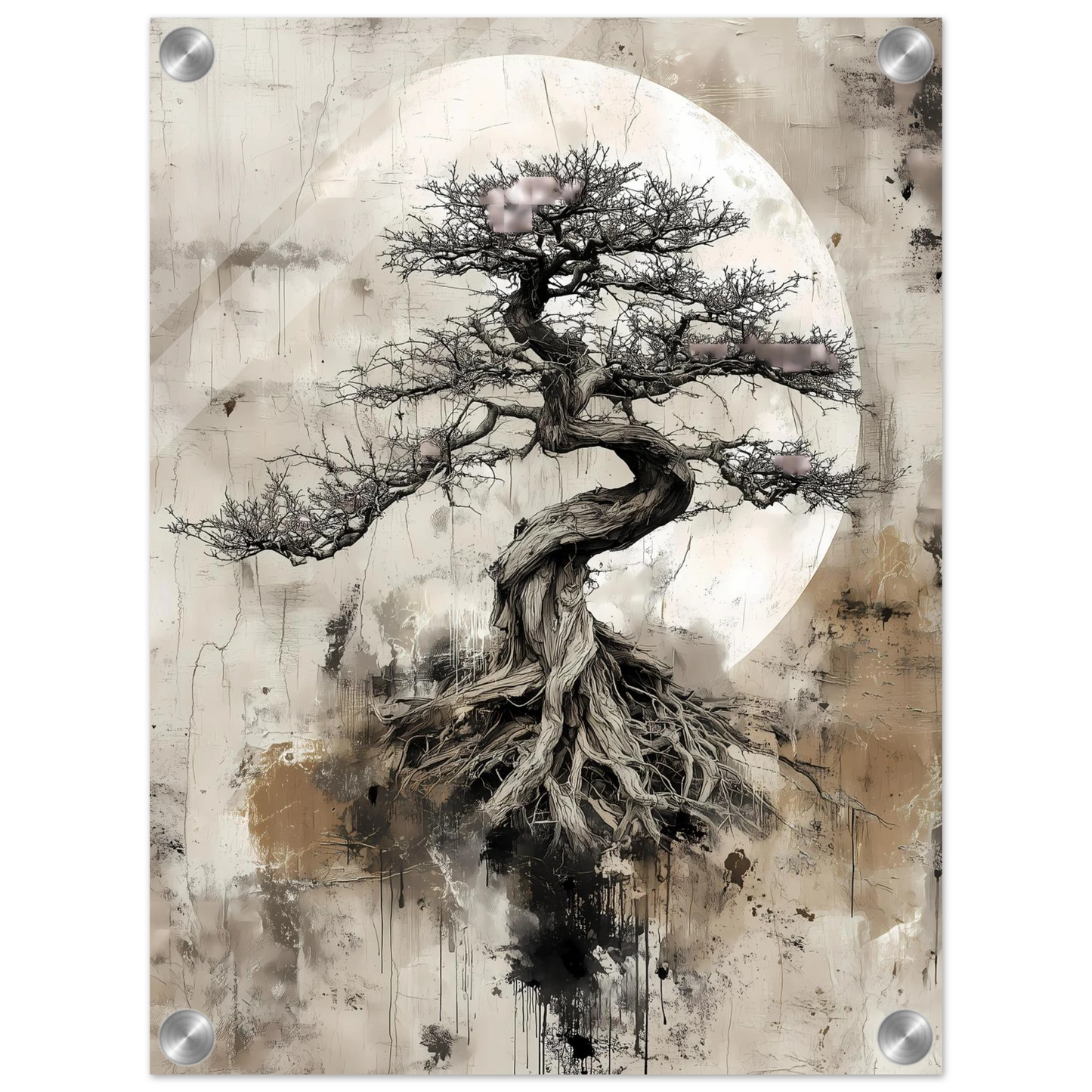 Bonsaï sous la Lune — tableau plexiglas — vue 3 — art mural STNCL