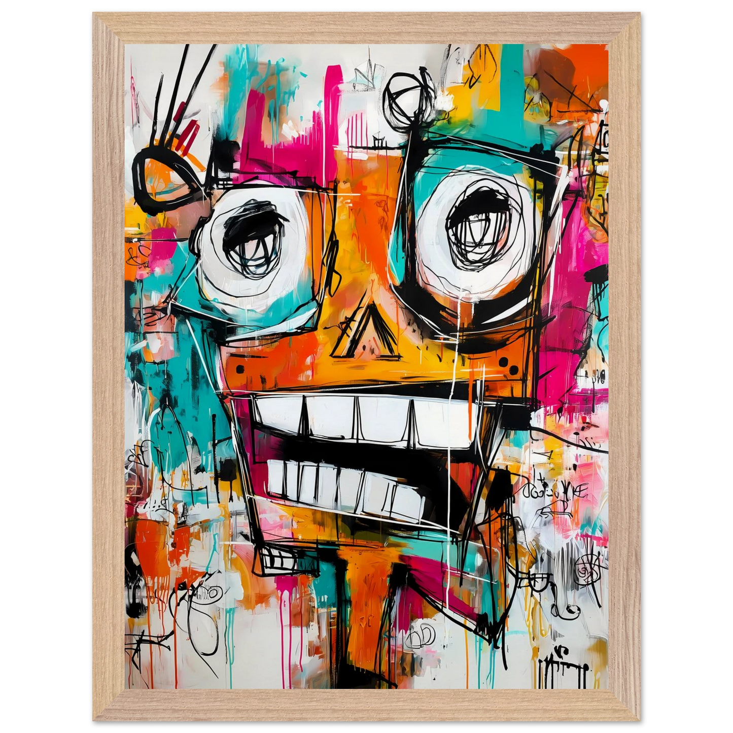 Face à Grands Yeux — tableau encadre bois — vue 12 — art mural STNCL
