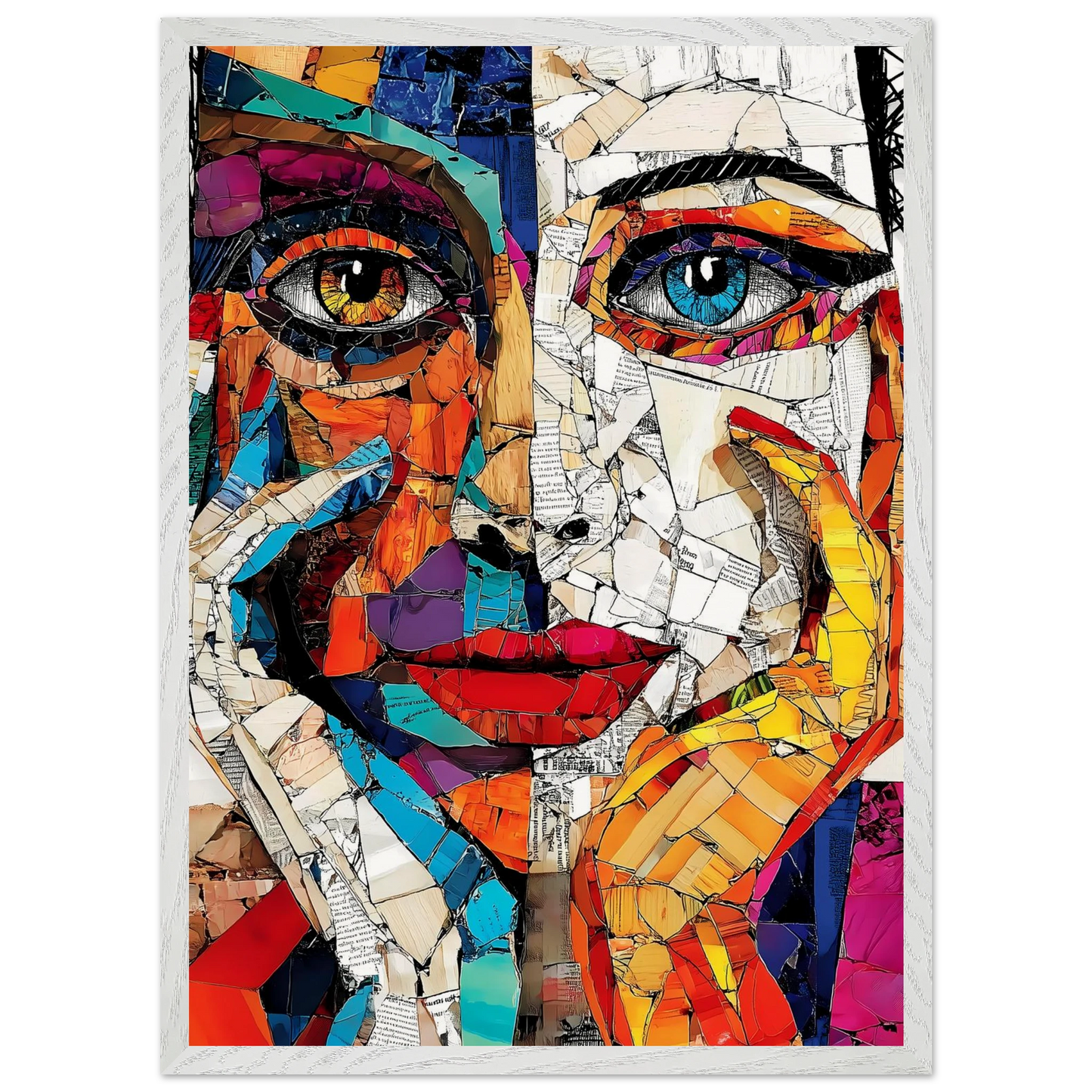 Visages Déchirés — tableau encadre bois — vue 11 — art mural STNCL