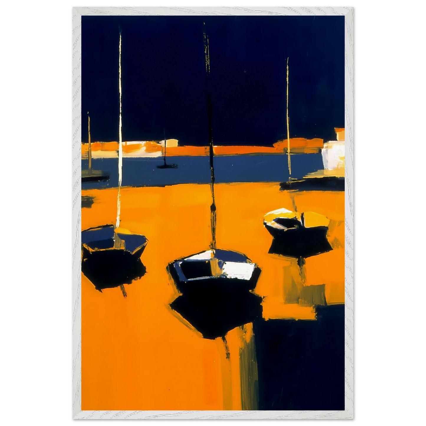 Barques au Soleil Couchant — tableau encadré bois — vue 7 — art mural STNCL