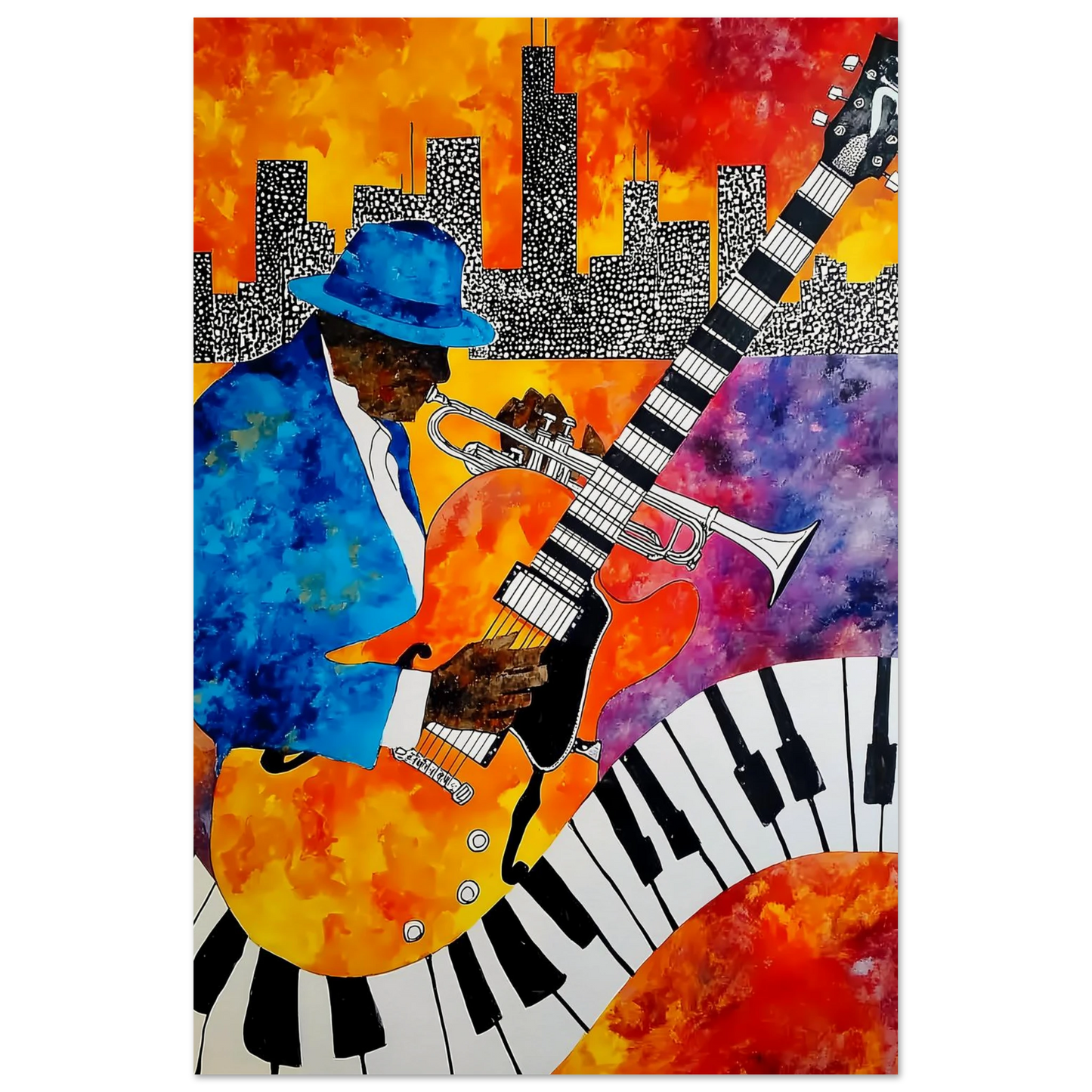 Blues en Ville — affiche d'art — vue 4 — art mural STNCL