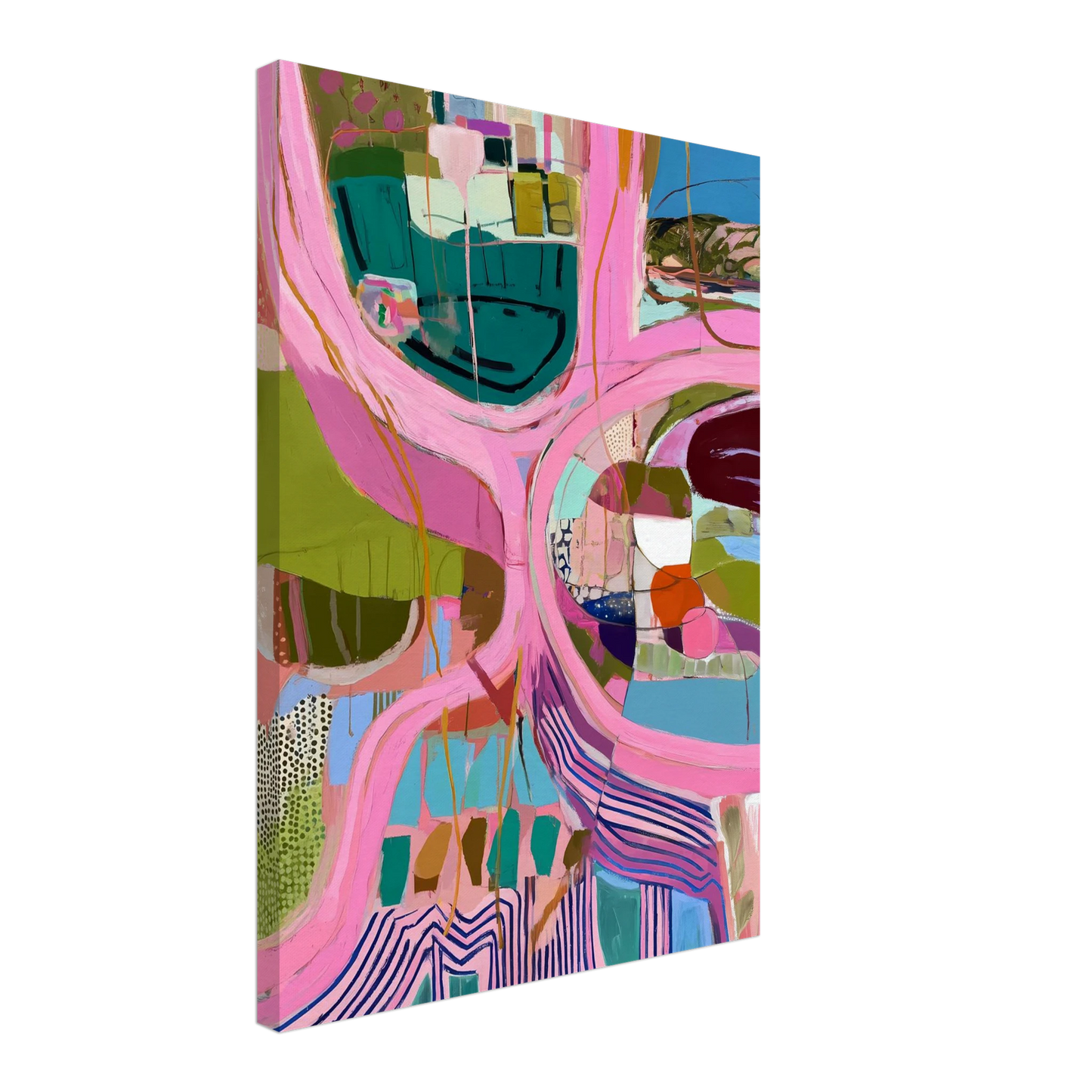 Méandres Roses — tableau sur toile — vue 3 — art mural STNCL