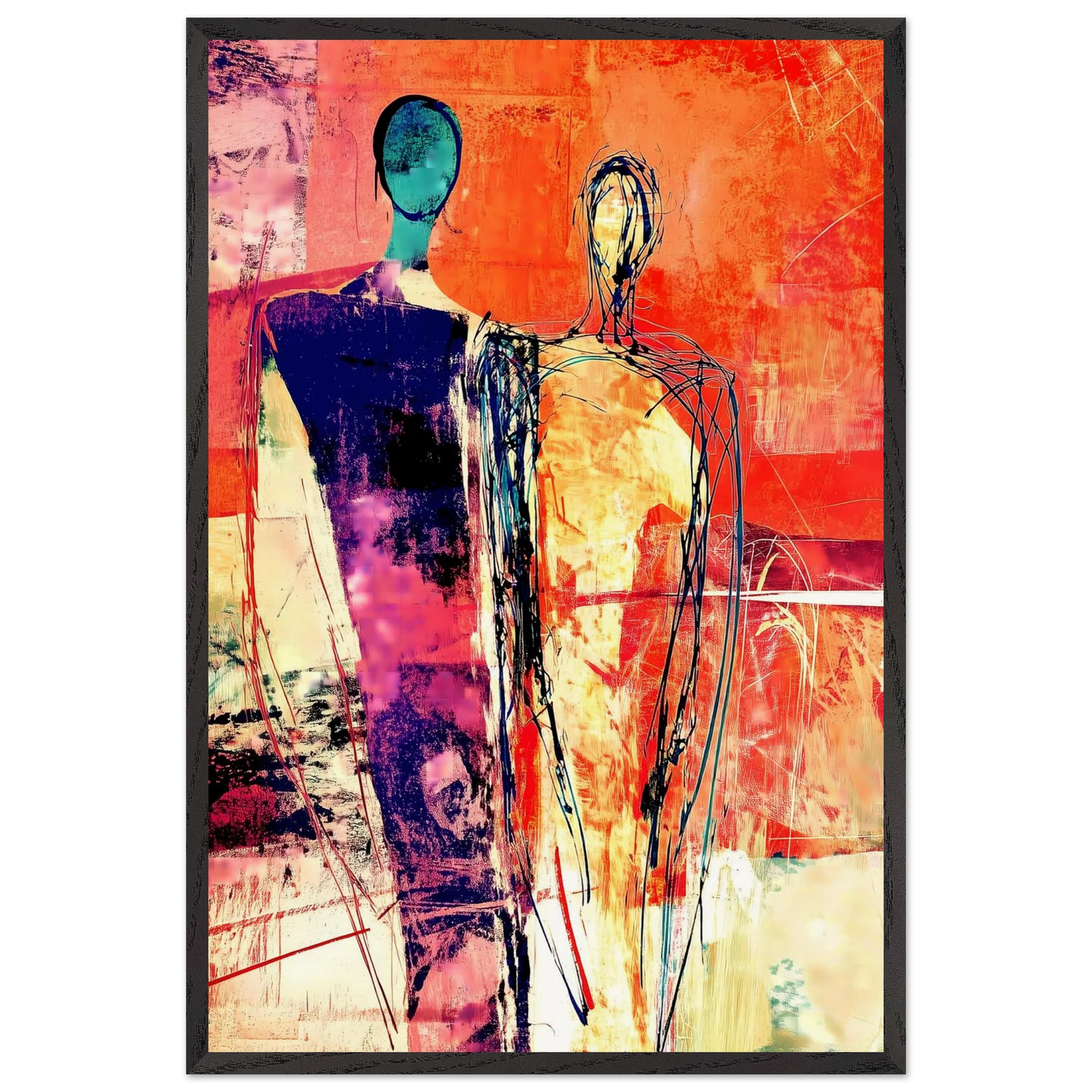 Deux Présences — tableau encadre bois — vue 2 — art mural STNCL