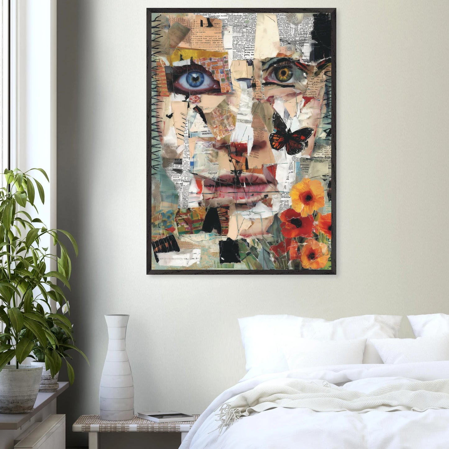 Le Visage de Papier — tableau encadré bois — vue 17 — art mural STNCL