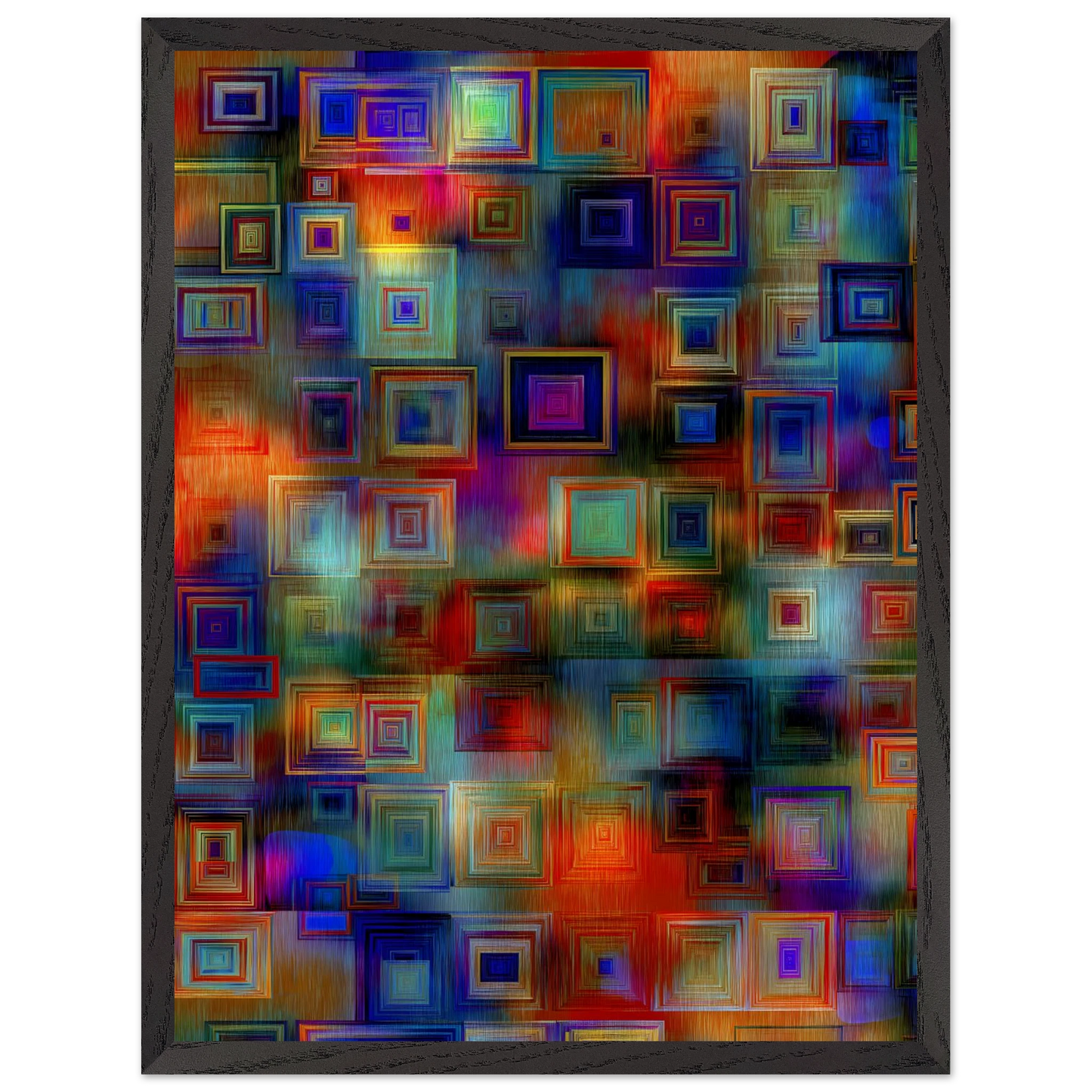 Trame de Carrés — tableau encadré bois — vue 15 — art mural STNCL
